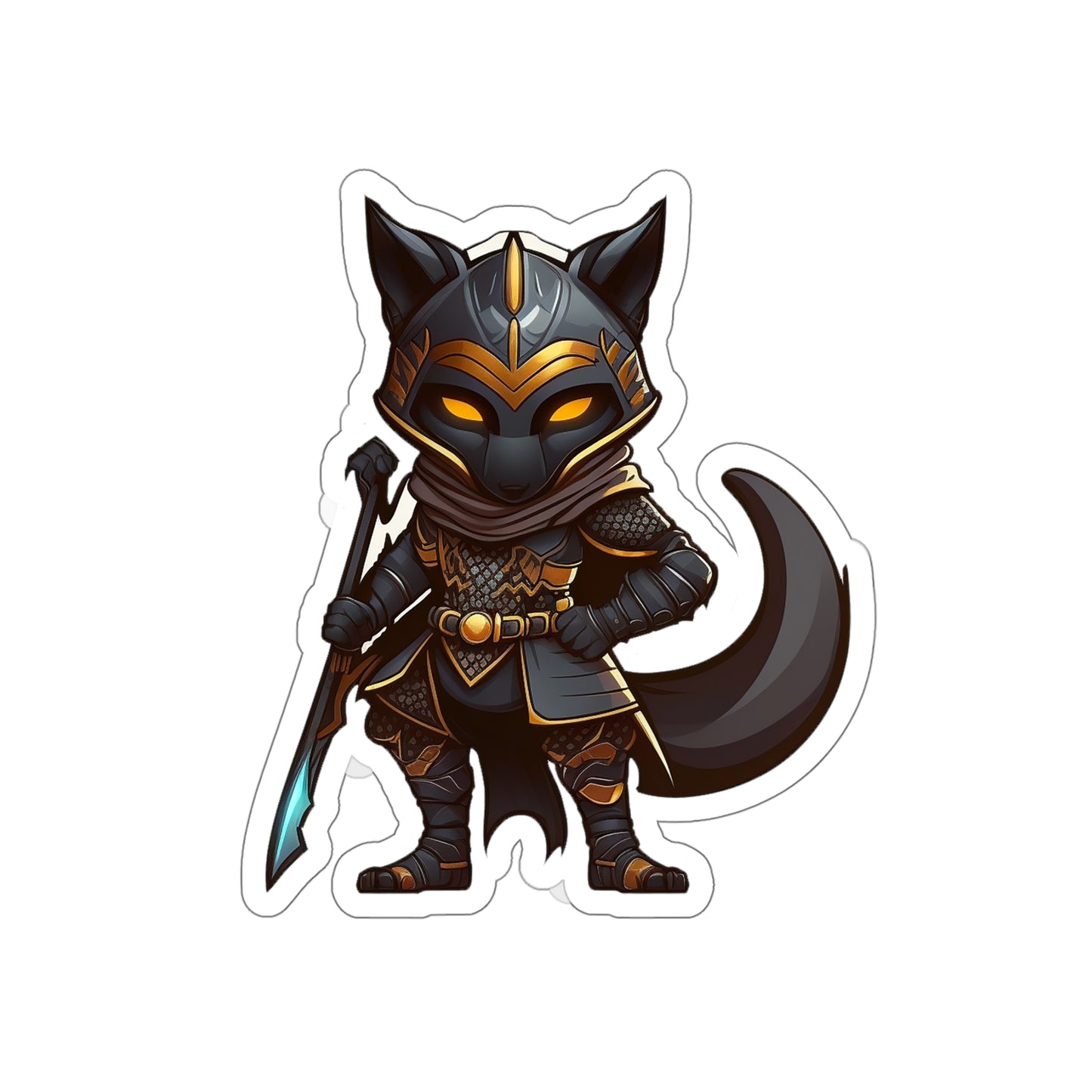 Sleek and Cunning Black Panther Fox Sticker - Strike Fear with this High-Tech Warrior