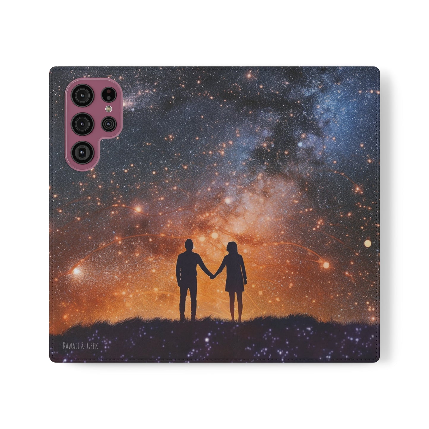 Starry Night Lovers Flip Phone Case - Embrace the Beauty of the Night Sky