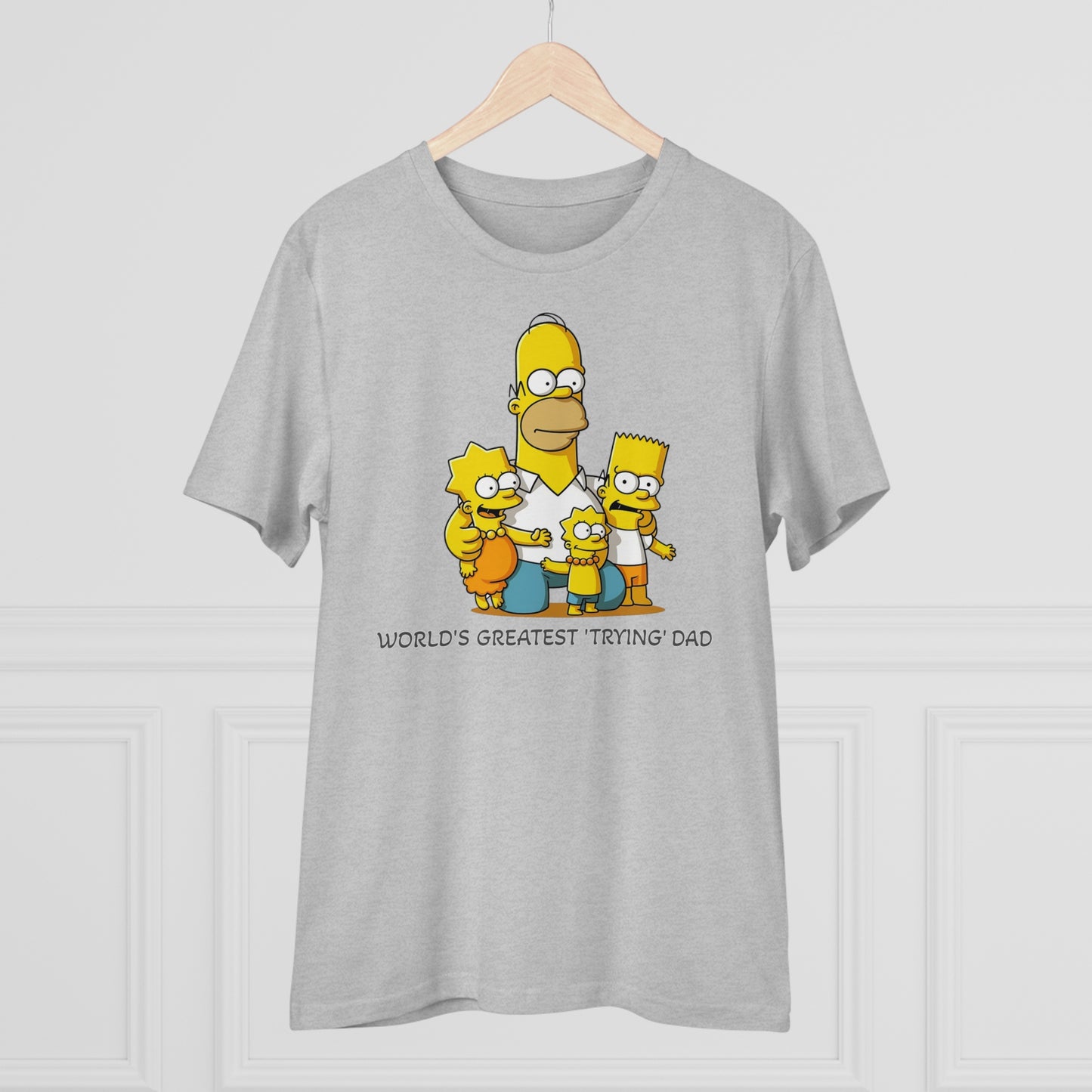 World's Greatest Trying Dad - Unisex Eco-Friendly T-Shirt - Celebrate Father's Day with Cute Homer Simpson and His Kids