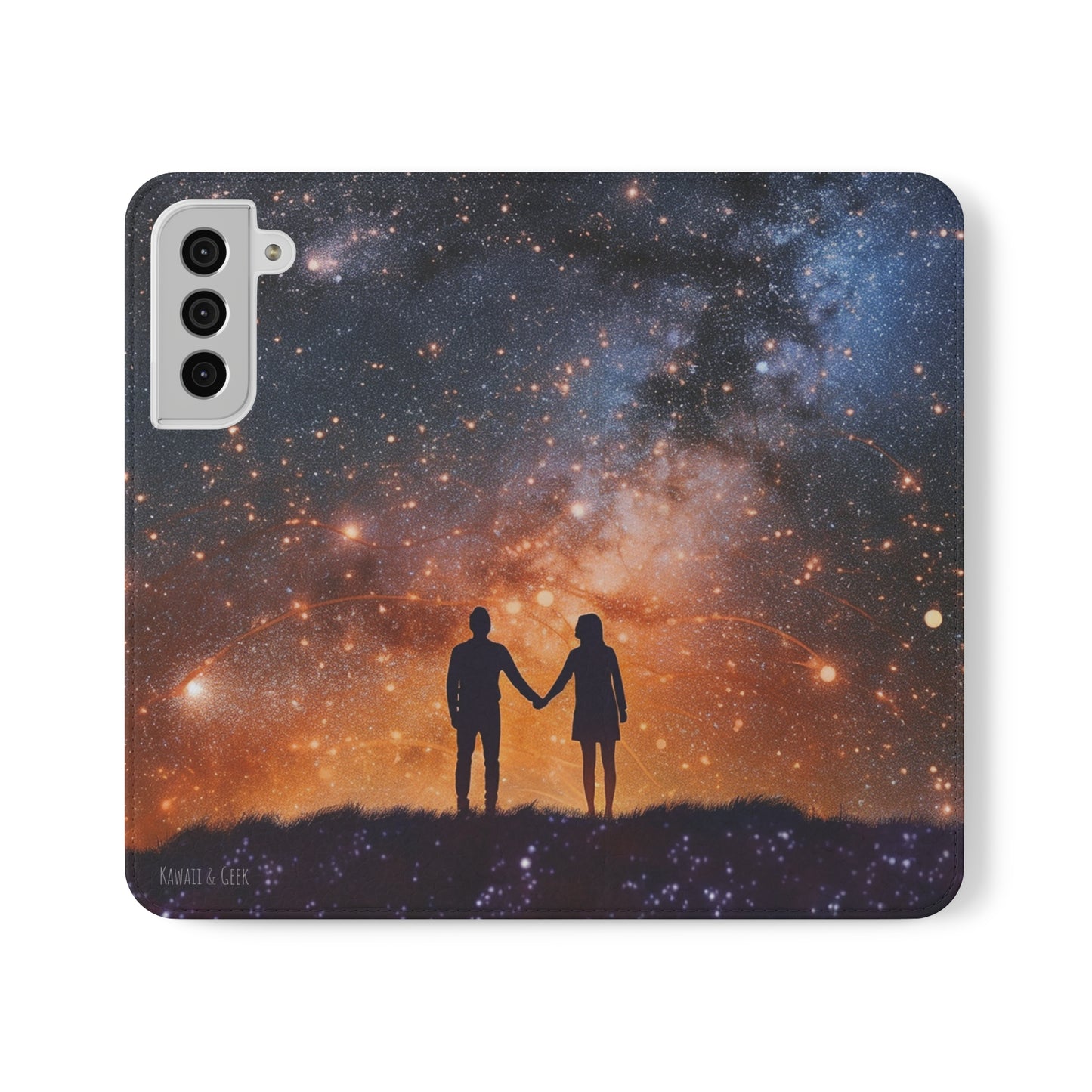 Starry Night Lovers Flip Phone Case - Embrace the Beauty of the Night Sky