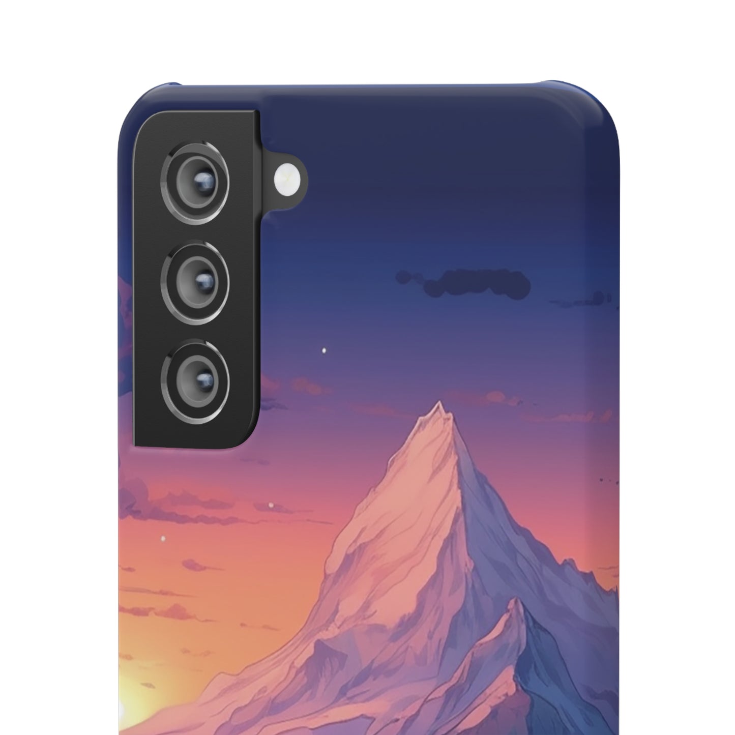 Snowy Mountain Landscape Sunset Phone Case - Discover Serenity with a Charming Mountain Village