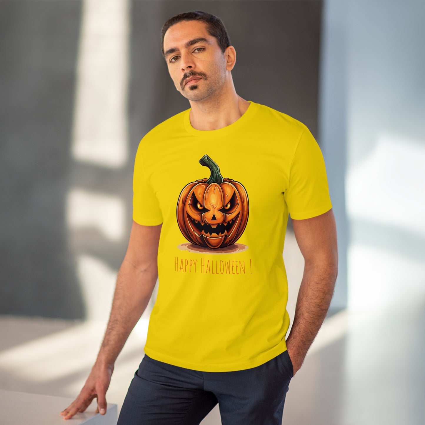 Happy Halloween Eco-Friendly Tee: Scary Pumpkin Design