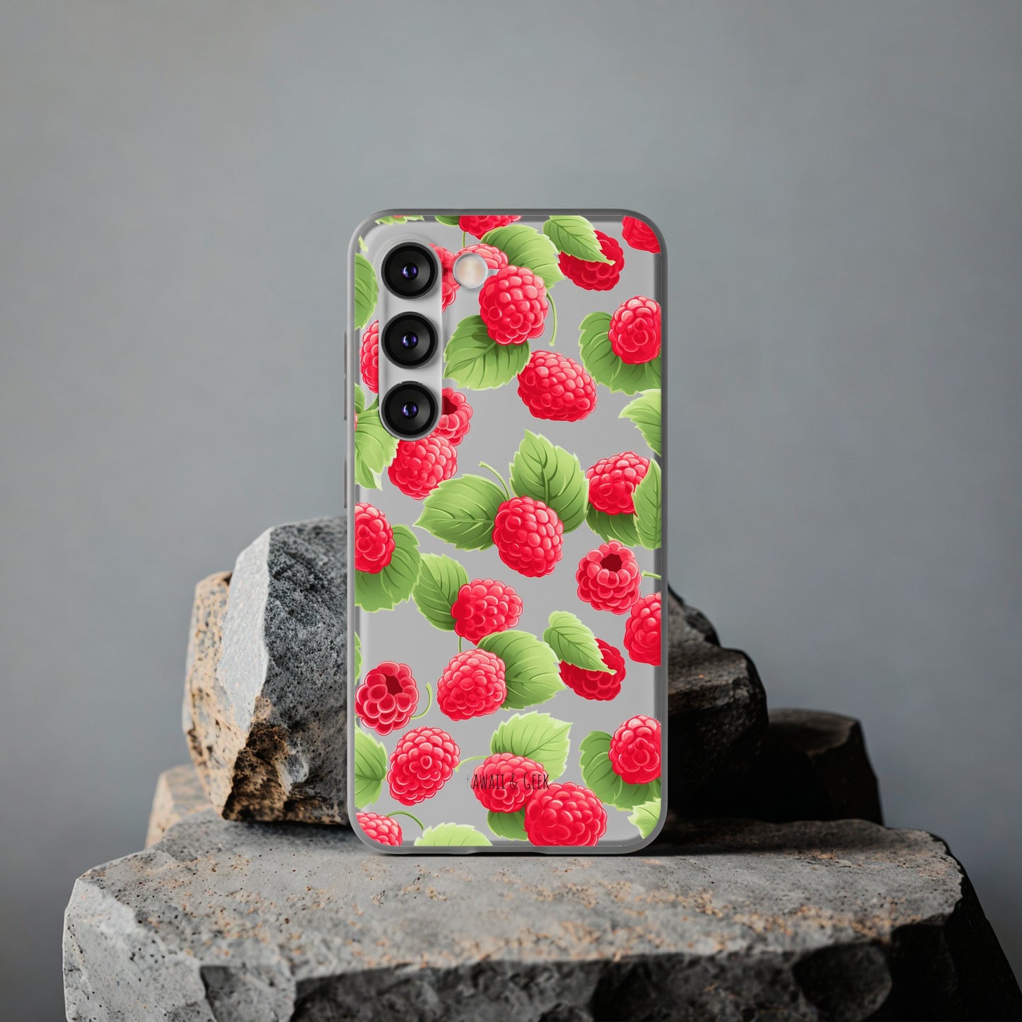 Raspberry Delight: Transparent Flexi Phone Case