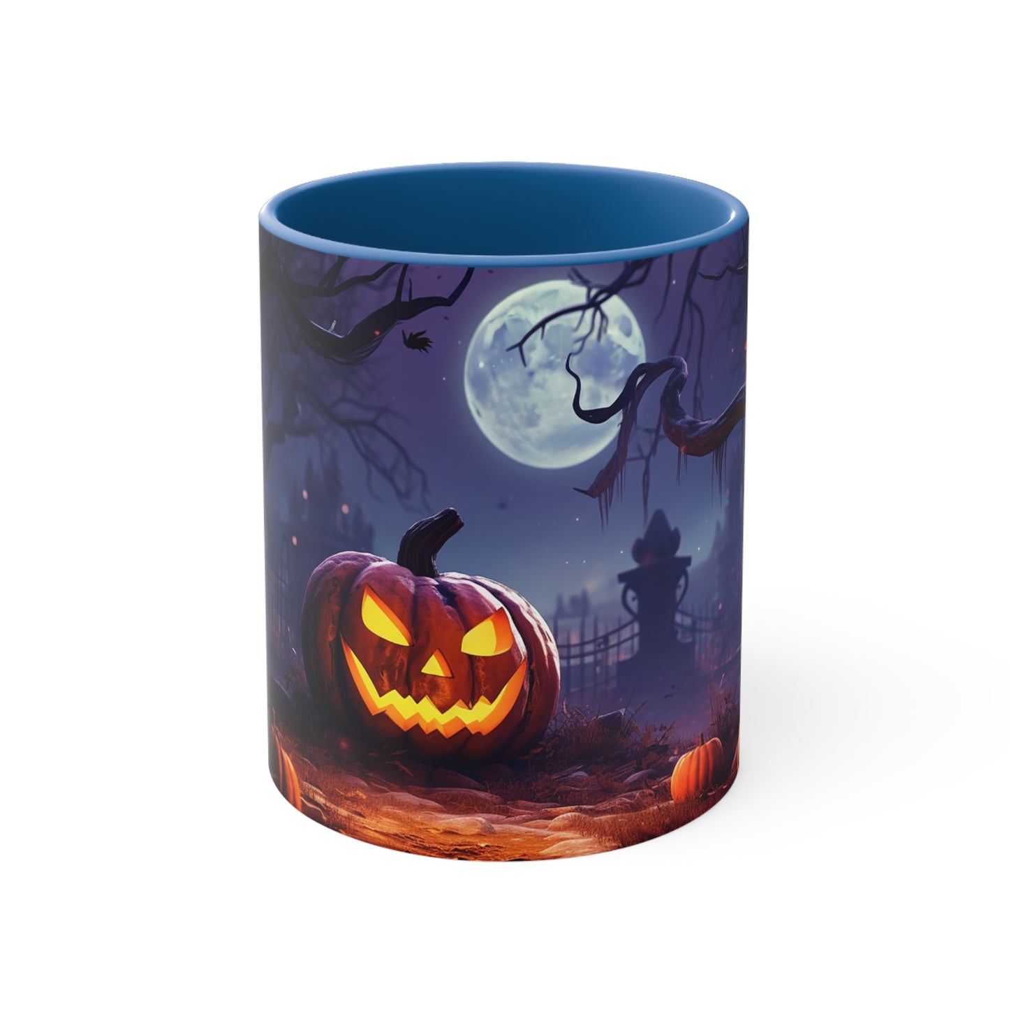 Evil Jack-o-lantern 11 oz Bicolor Mug: Halloween Cemetery Special