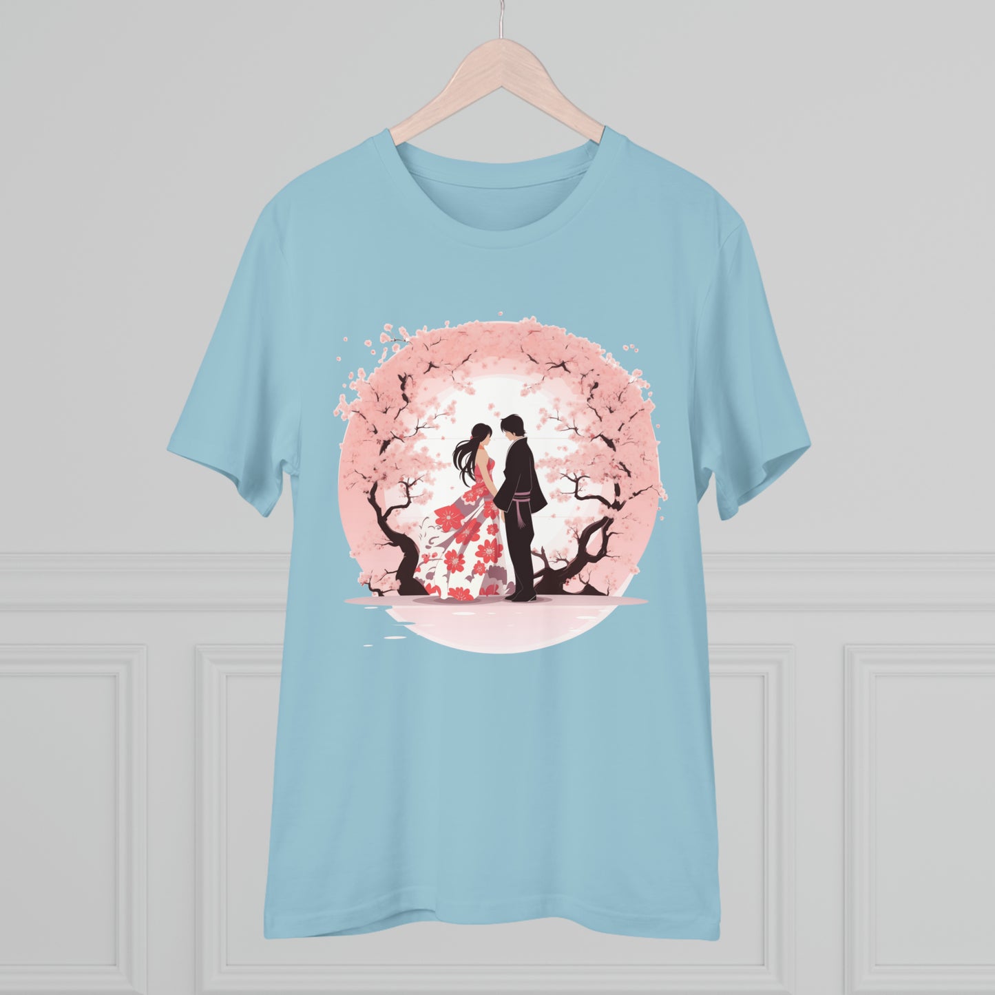 Cherry Blossom Romance T-shirt - Japanese Couple Design - Valentine's Day Special