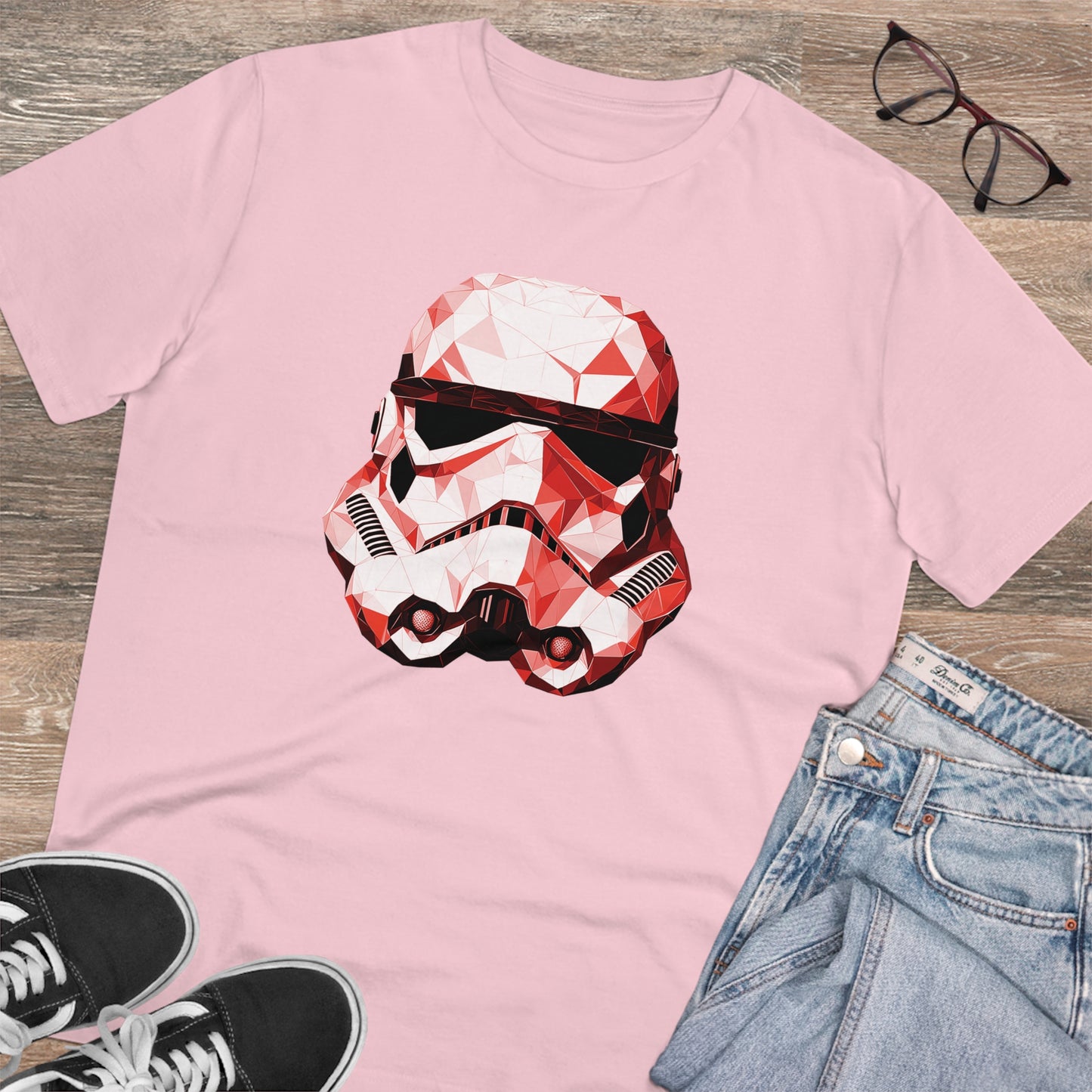 Stormtrooper Polygonal T-Shirt - Red Edition - Embrace Galactic Precision - Star Wars