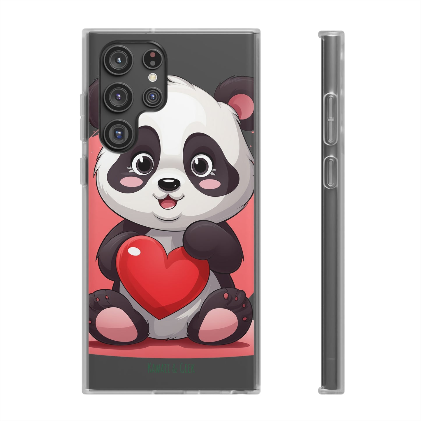 Valentine's Panda Heart Phone Case - Flexi & Semi-Transparent