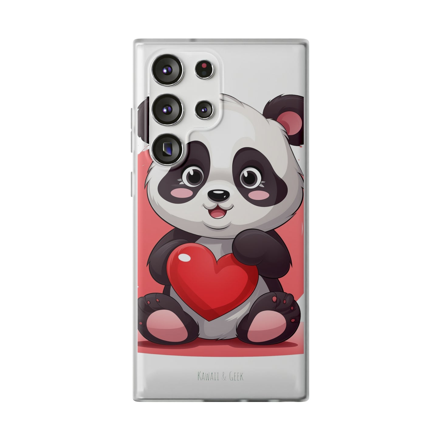 Valentine's Panda Heart Phone Case - Flexi & Semi-Transparent