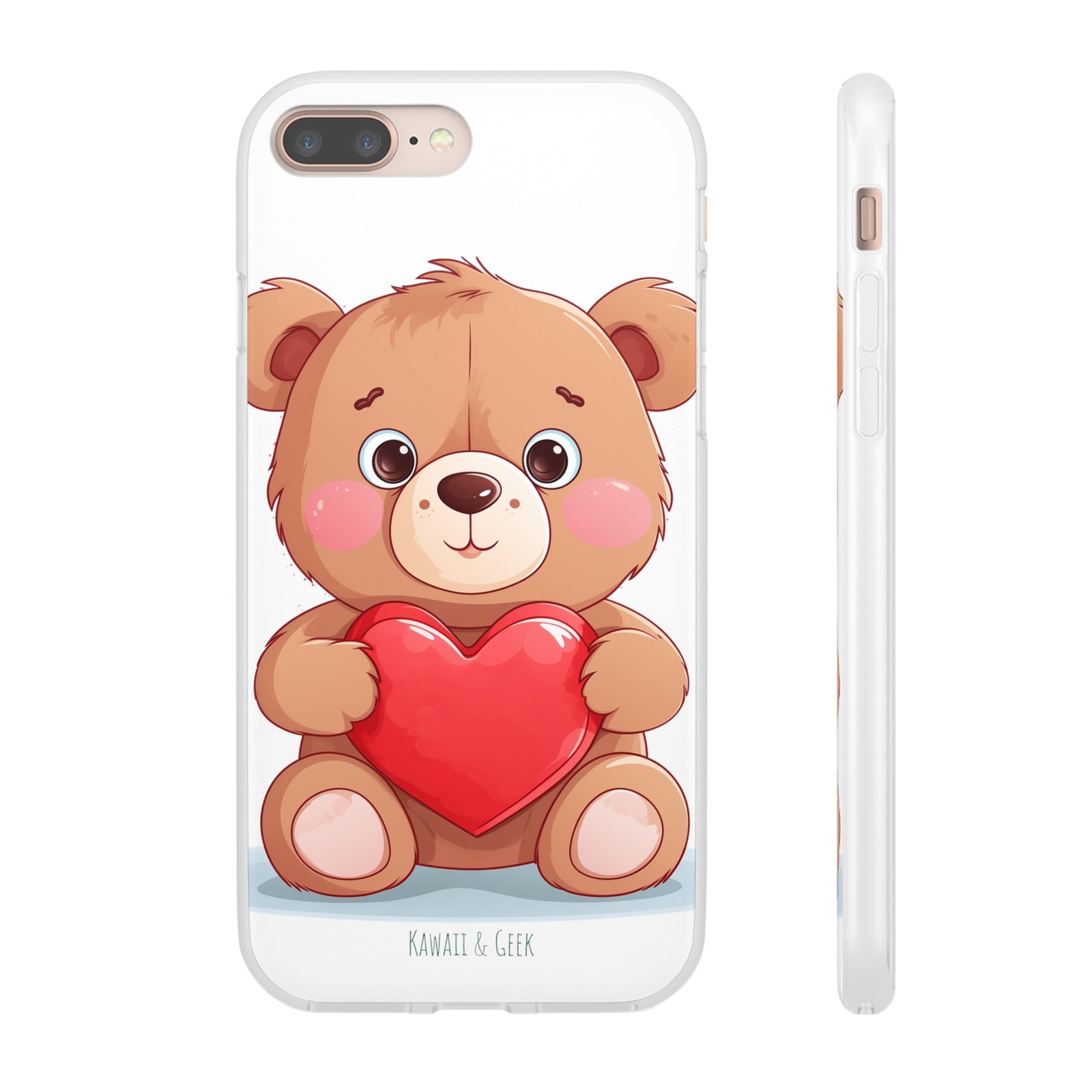 Teddy Bear Heart Phone Case - Flexi & Semi-Transparent - Valentine's Day