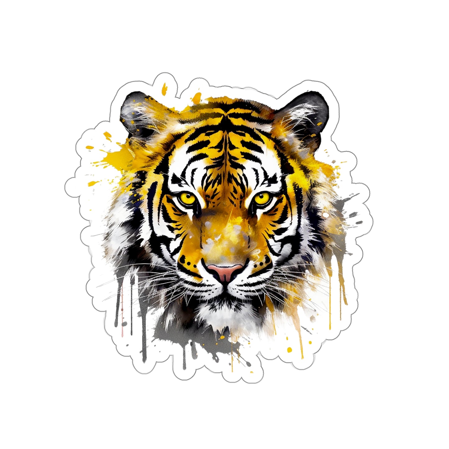 Tiger in Watercolor Style Sticker - Add a Touch of Wild Elegance to Your Tech