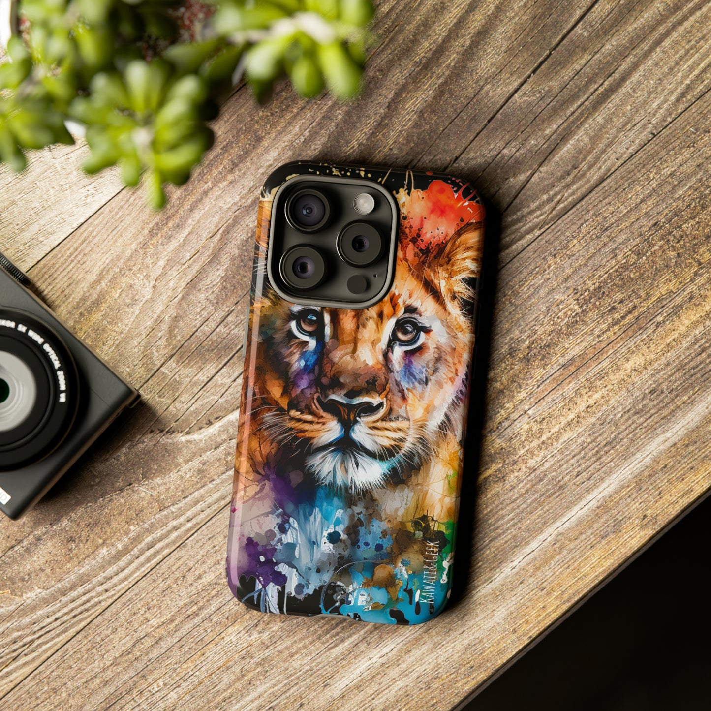 Watercolor Lion Cub Tough Phone Case - iPhone 15 compatible