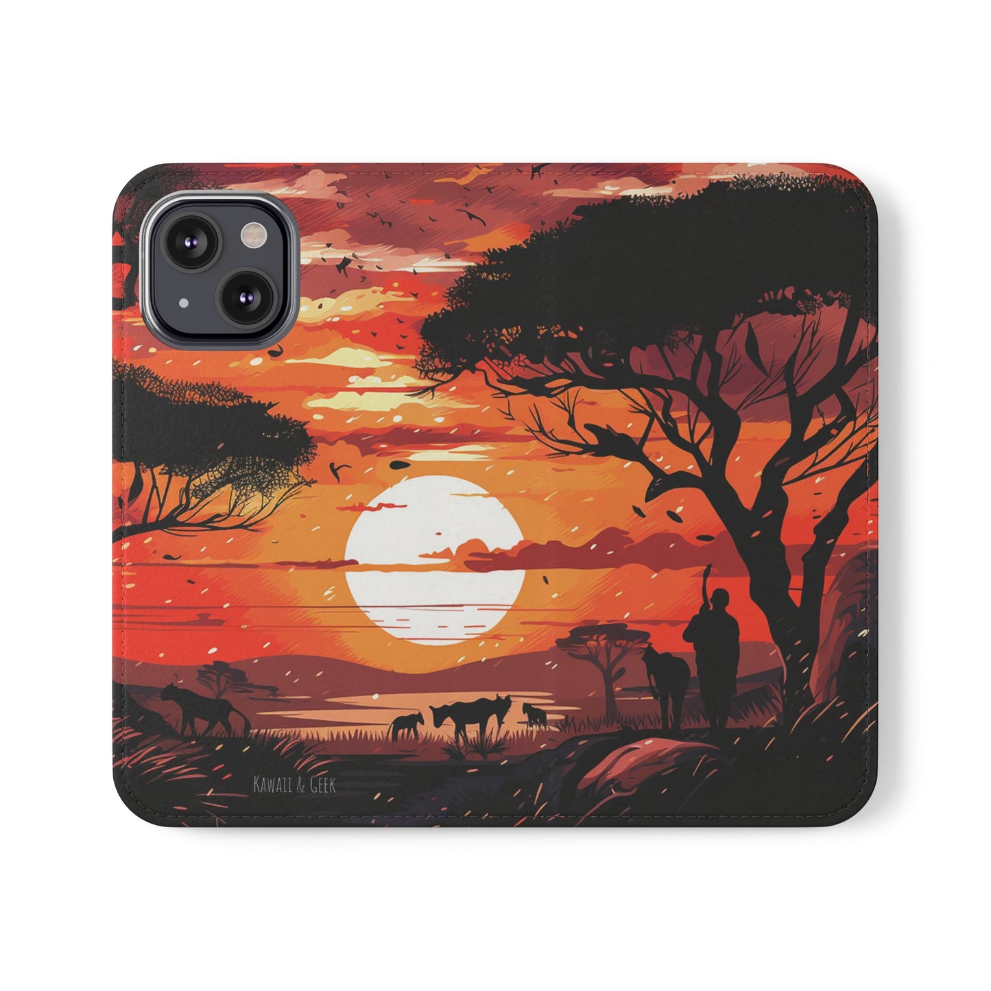 African Landscape Sunset Flip Phone Case - Capture the Serenity of the Savanna on Your Device