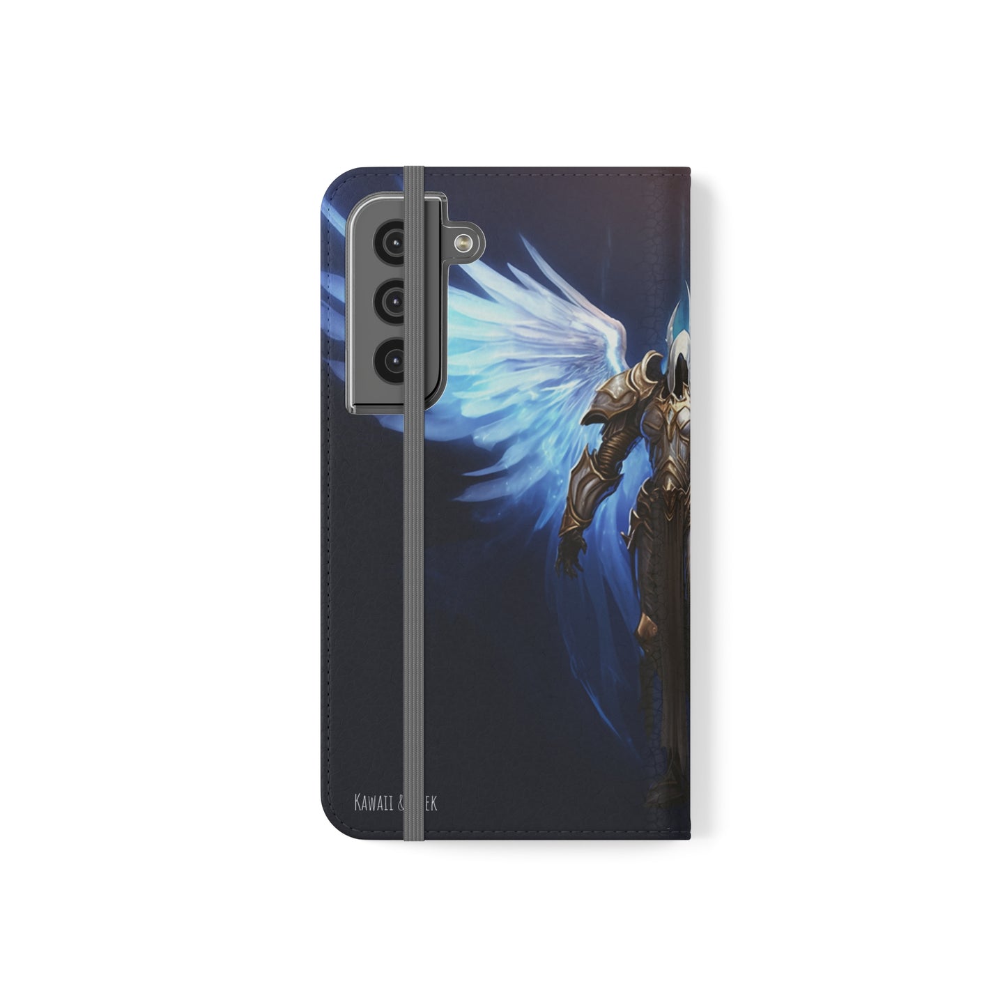 Archangel Flip Phone Case: Ethereal Wings & Sword Design