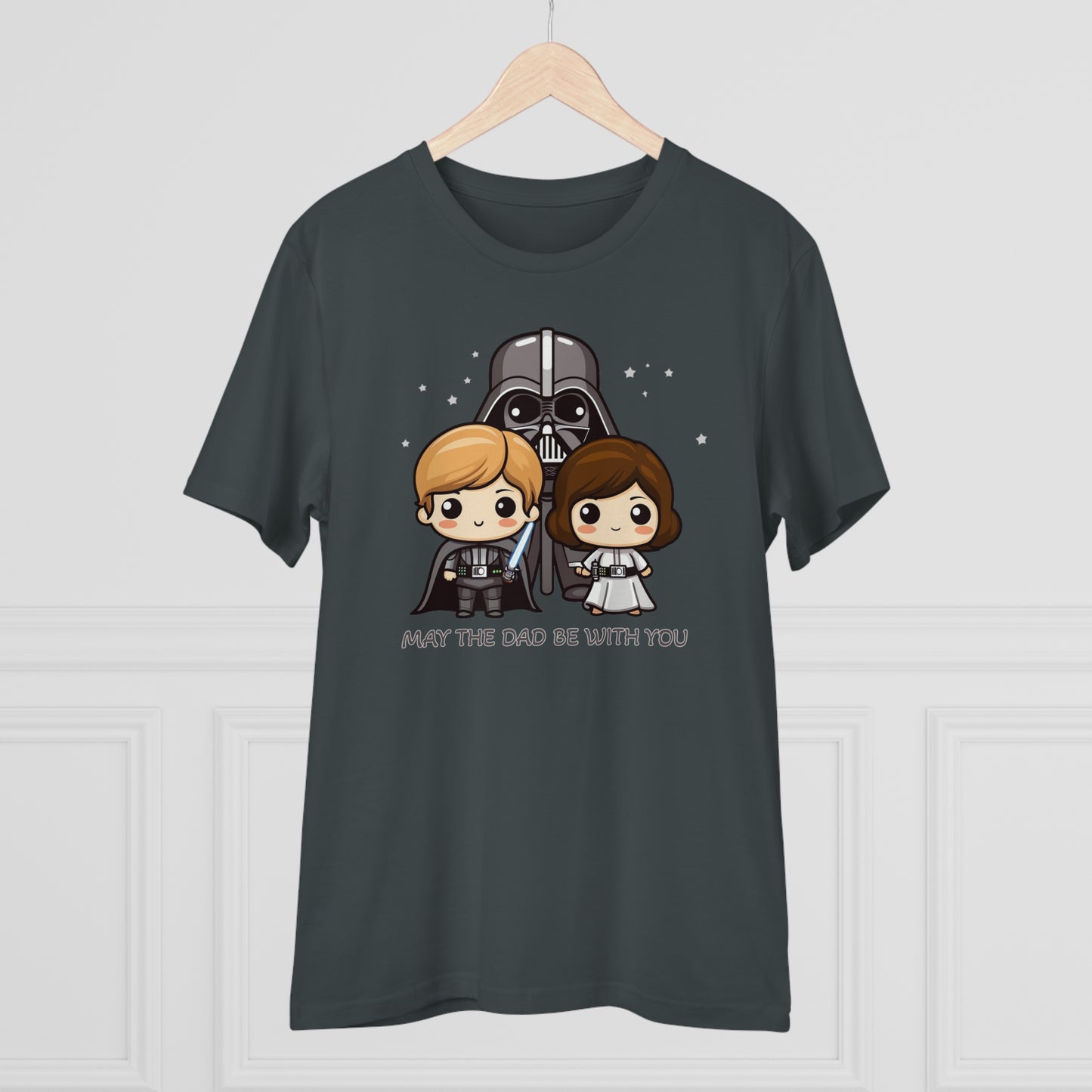 May the Dad Be with You - Unisex Eco-Friendly T-Shirt - Celebrate Father's Day with a Cute Darth Vader Design