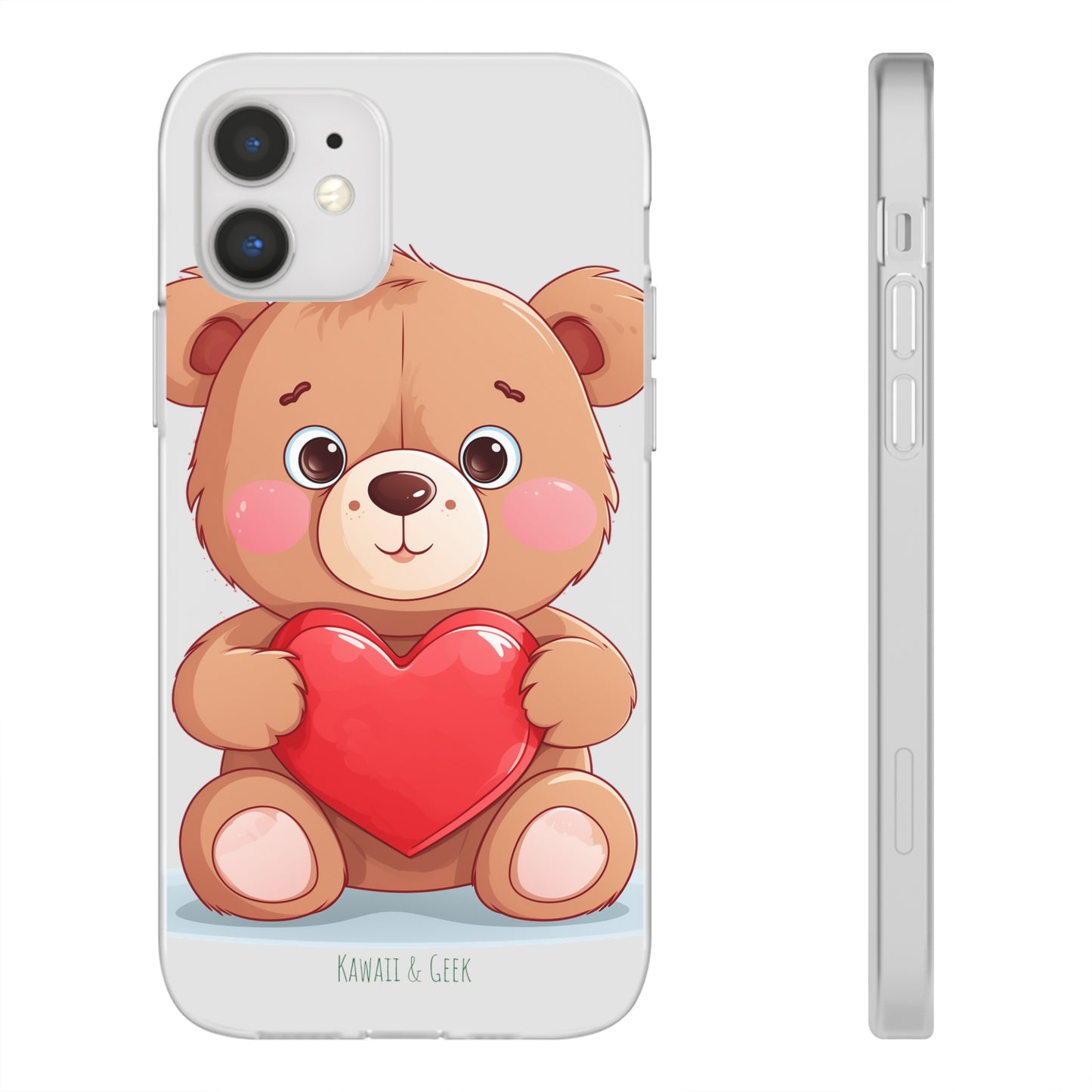 Teddy Bear Heart Phone Case - Flexi & Semi-Transparent - Valentine's Day