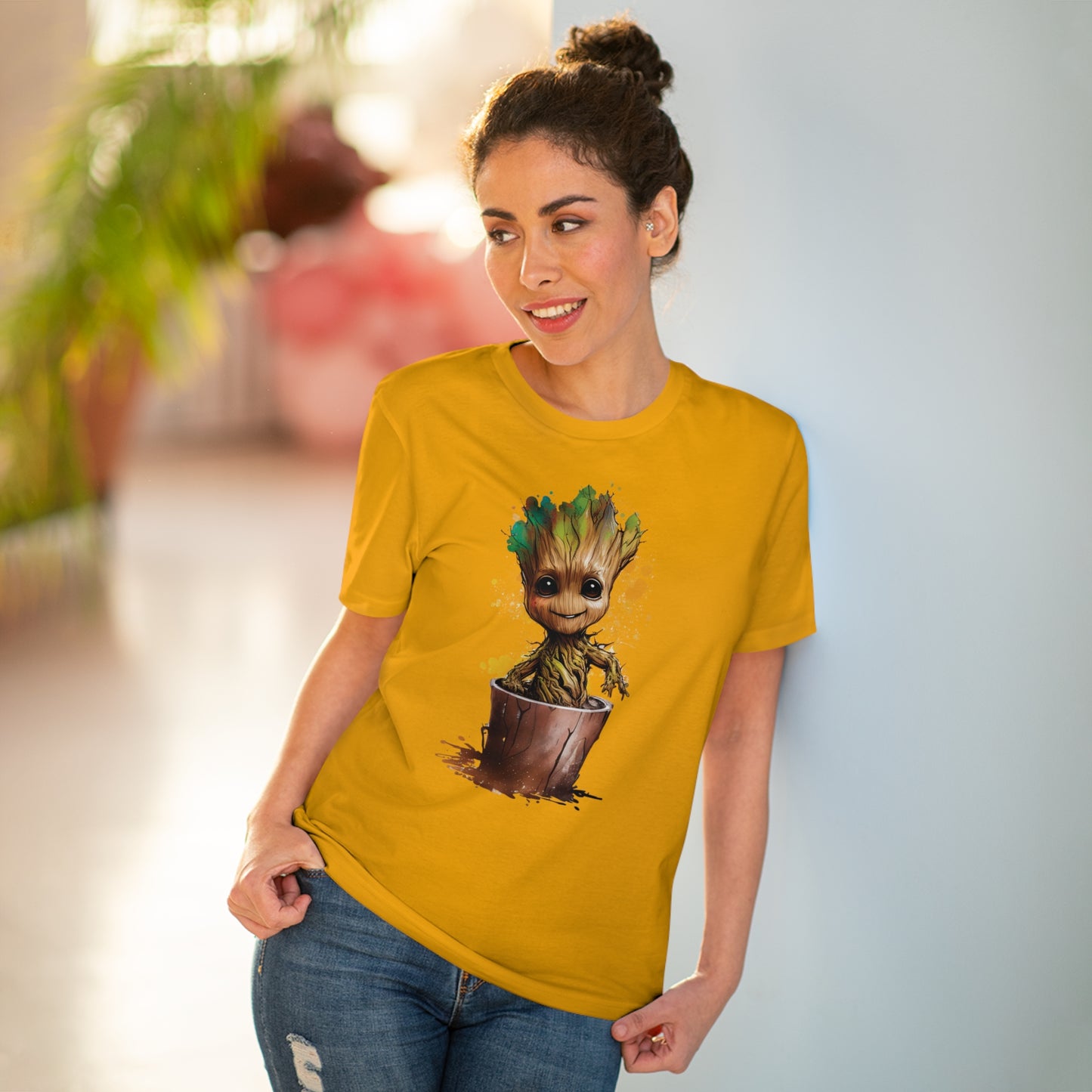 Eco-Friendly Baby Groot Watercolor Style Unisex T-Shirt - Add Some Fun and Sustainable Style to Your Wardrobe