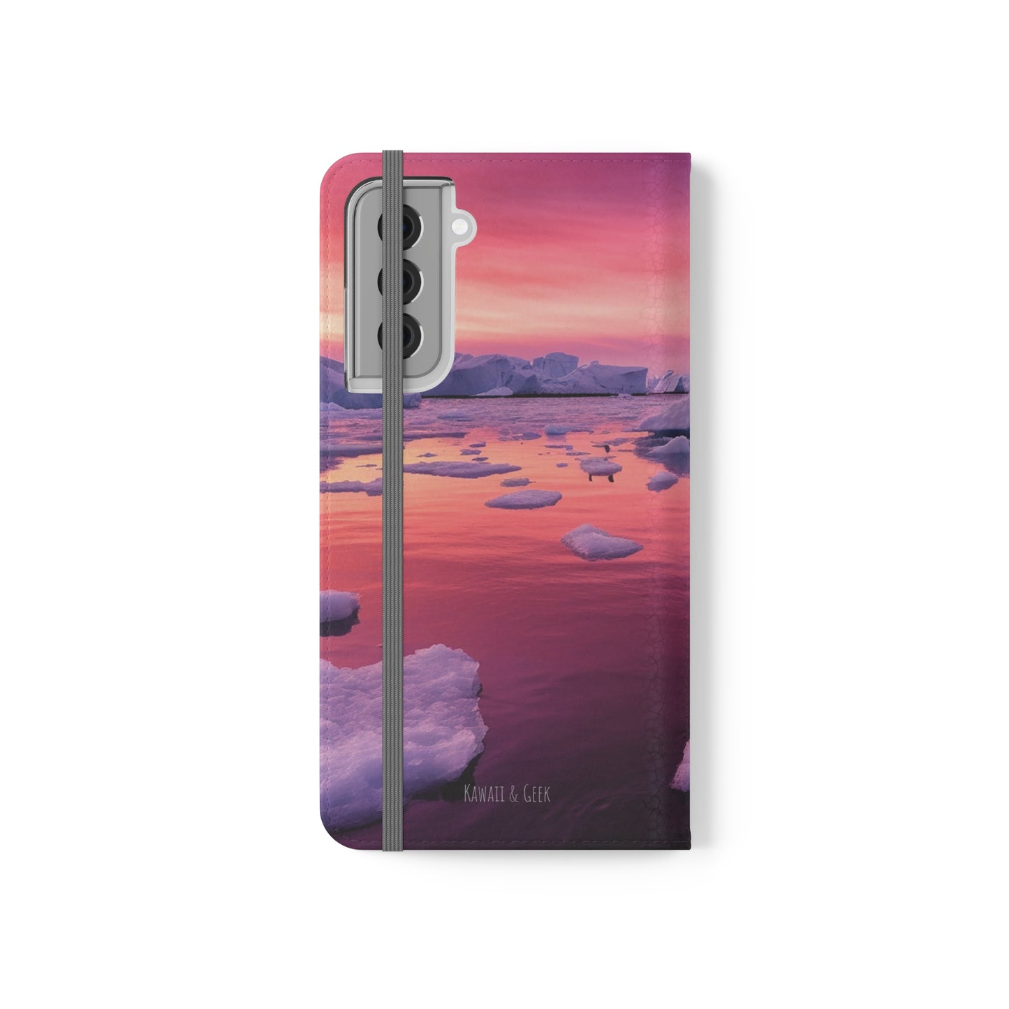 Pinky Arctic Landscape at Sunset Flip Phone Case - Capture the Serenity of Nature on Your Device