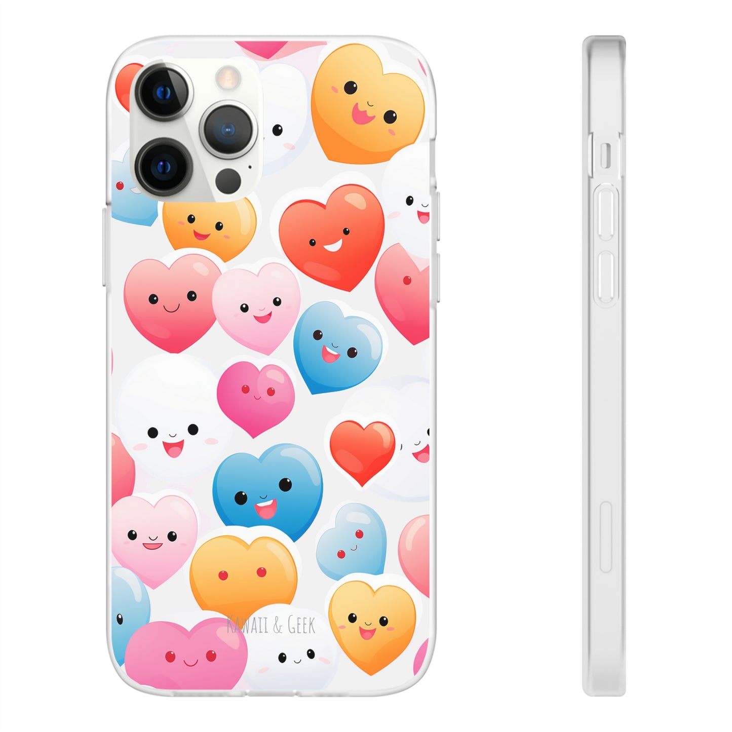 Kawaii Hearts Flexi Transparent Phone Case