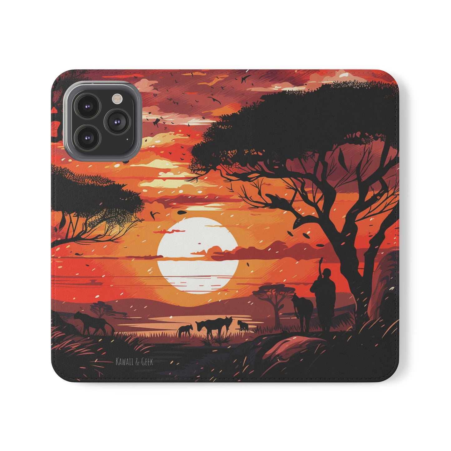 African Landscape Sunset Flip Phone Case - Capture the Serenity of the Savanna on Your Device