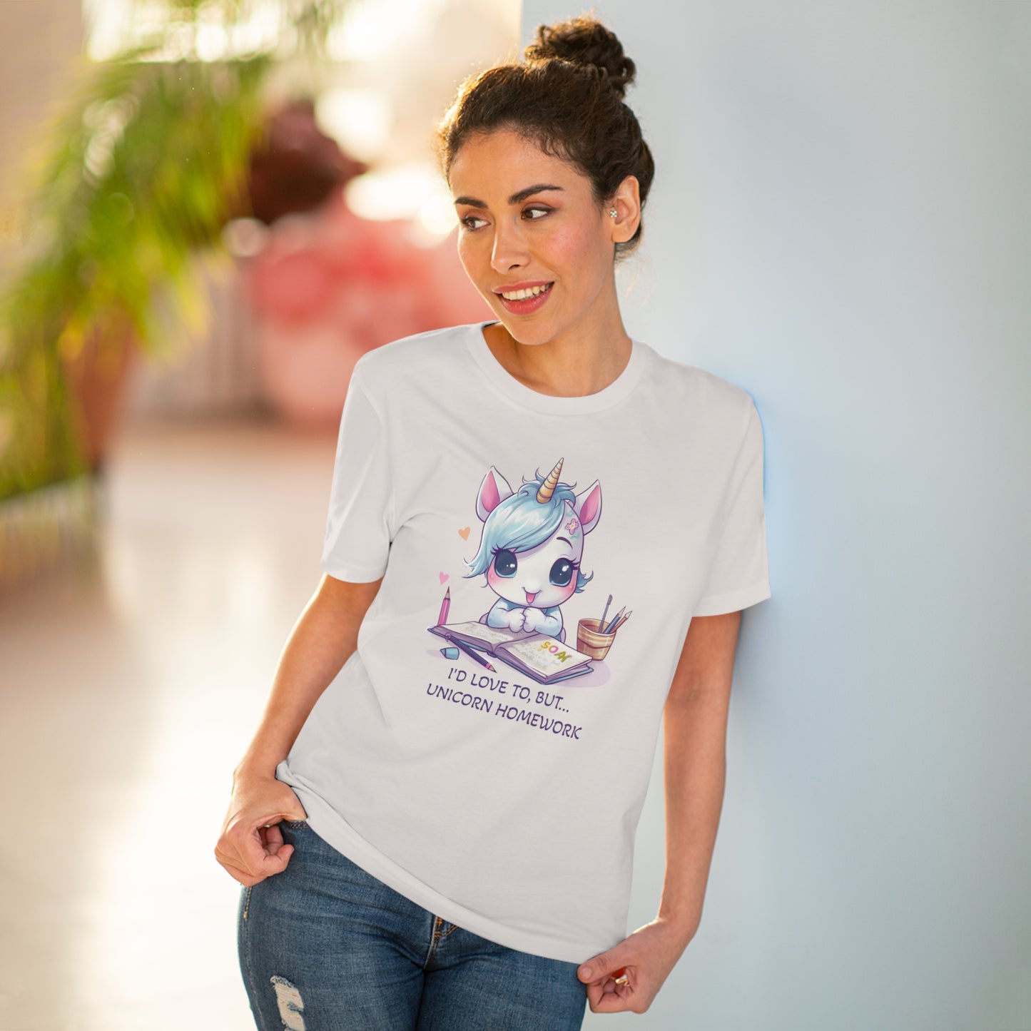 Cute Unicorn Homework T-Shirt - Unisex and Eco-Friendly Statement Tee