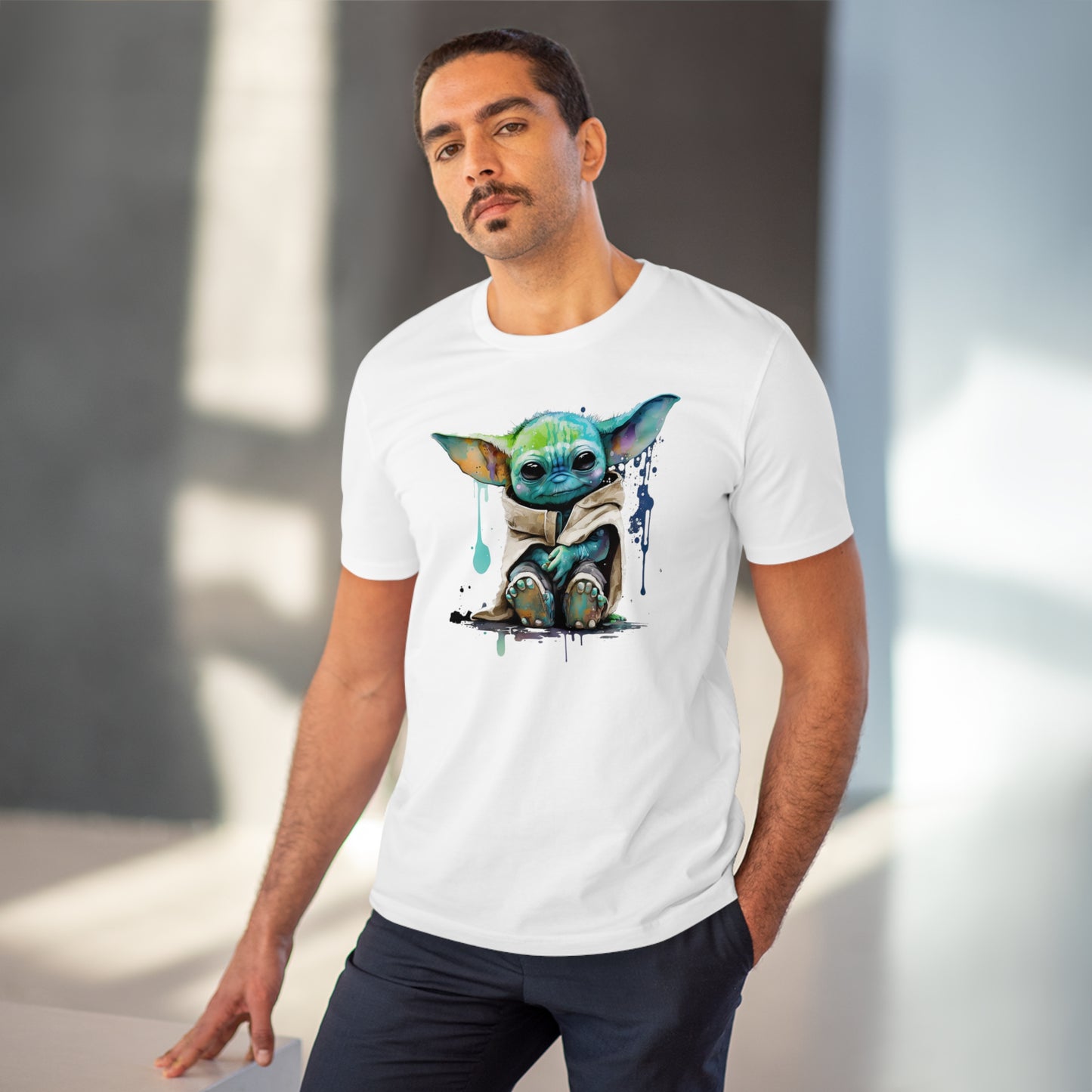 Baby Yoda in Watercolor Style Organic Unisex T-Shirt - Add Some Cute and Eco-Friendly Style to Your Wardrobe