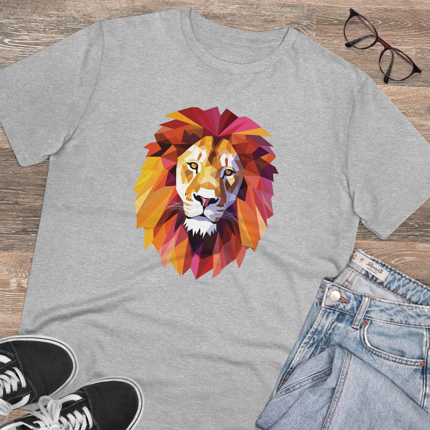 Lion Polygonal T-Shirt - Embrace Majestic Roar