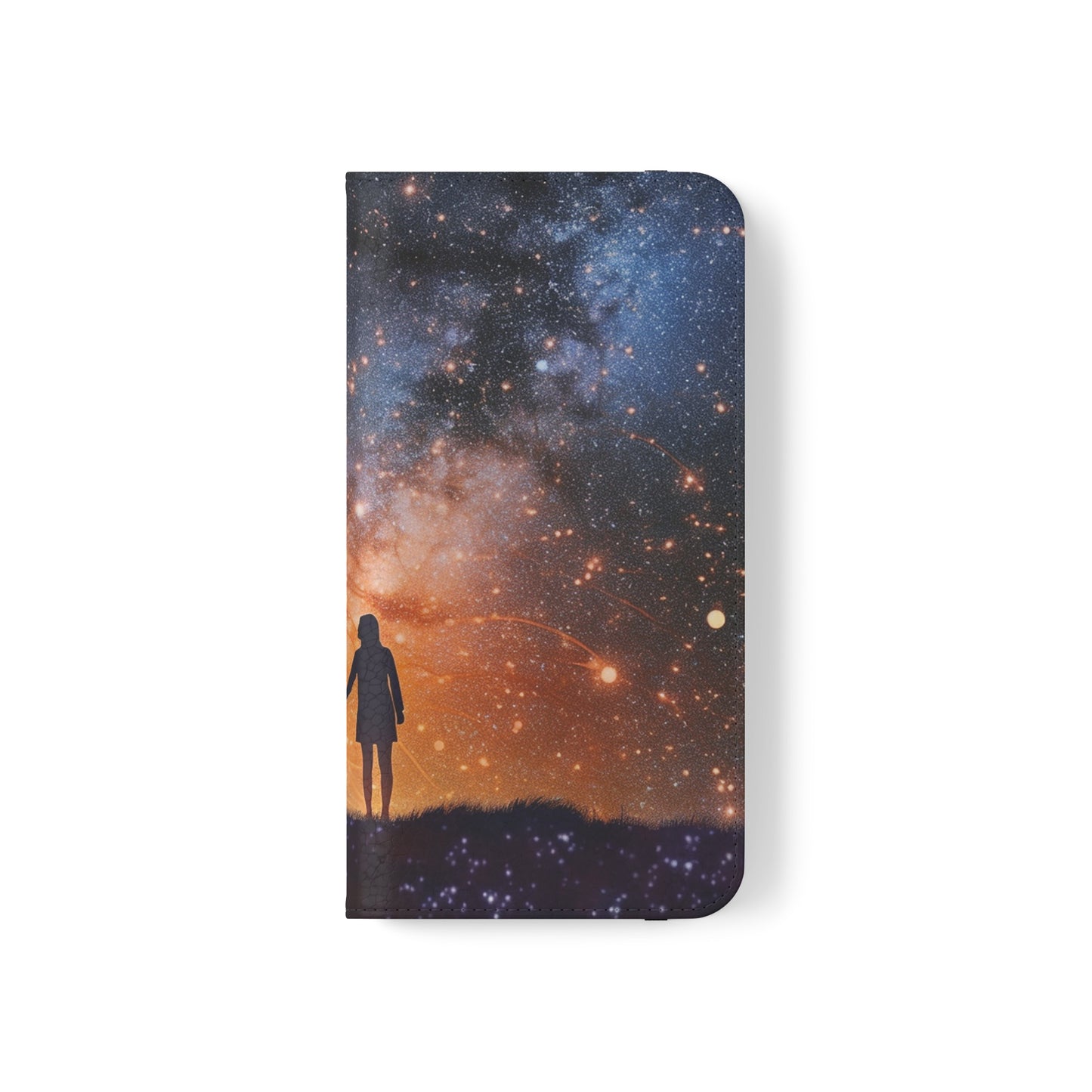 Starry Night Lovers Flip Phone Case - Embrace the Beauty of the Night Sky