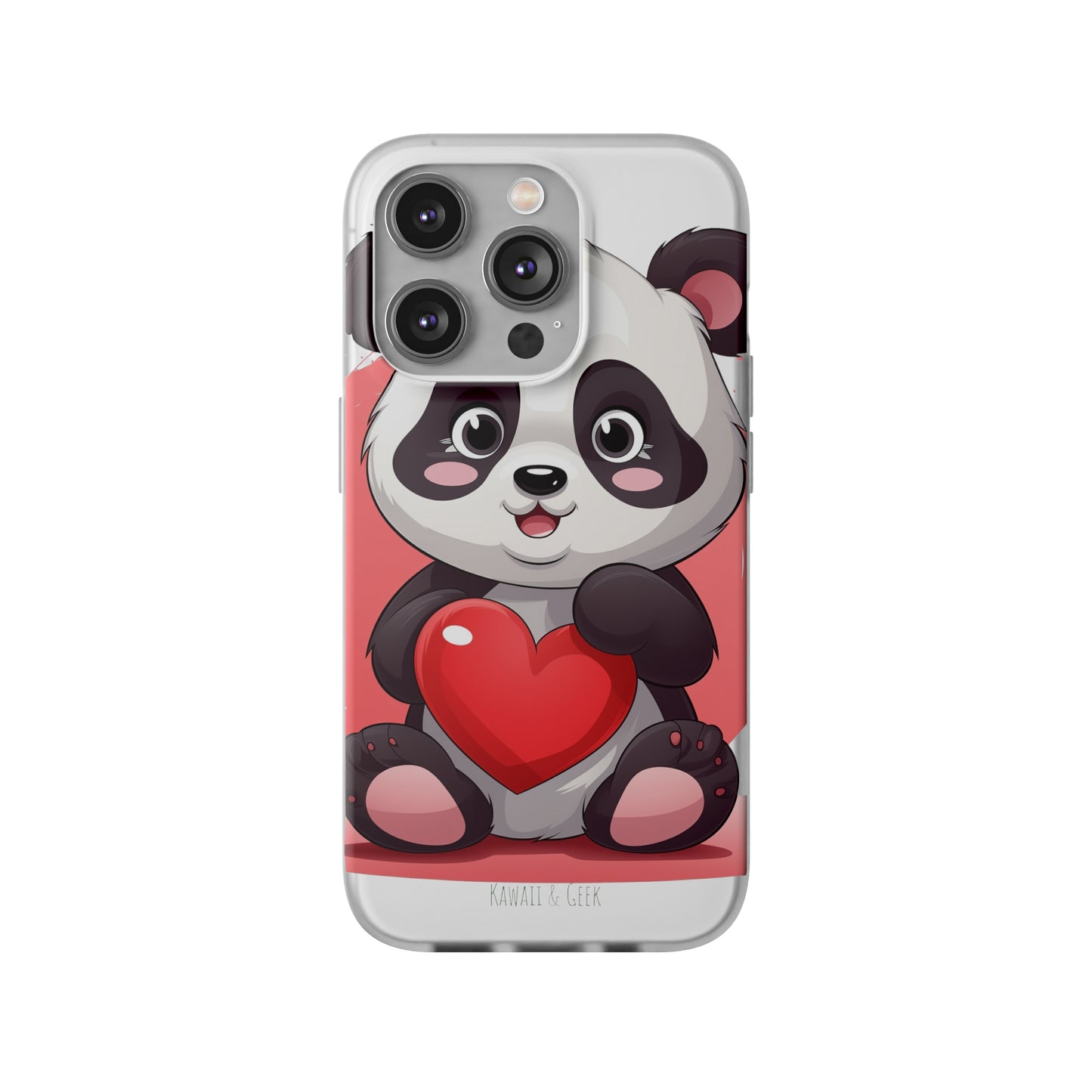 Valentine's Panda Heart Phone Case - Flexi & Semi-Transparent