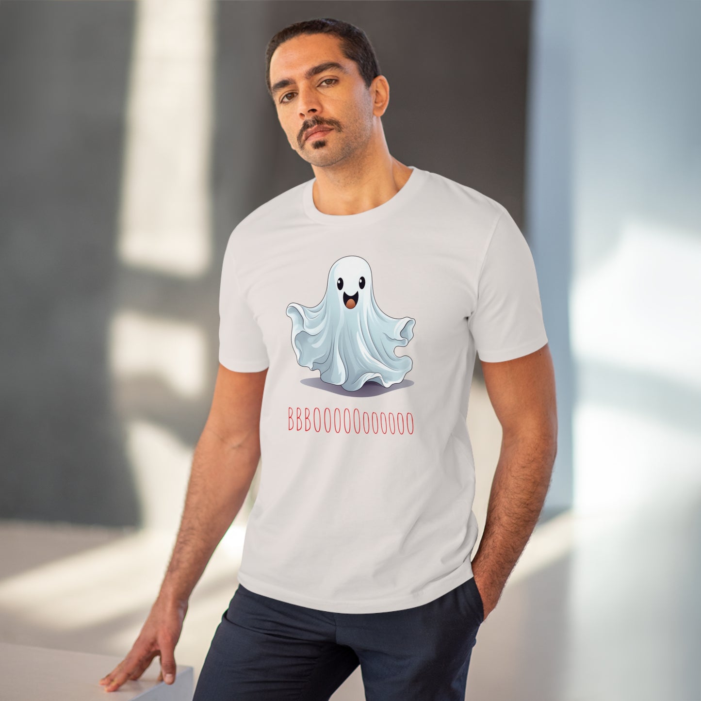 Cute "Booooooooo" Ghost Halloween Eco-Friendly Unisex T-shirt