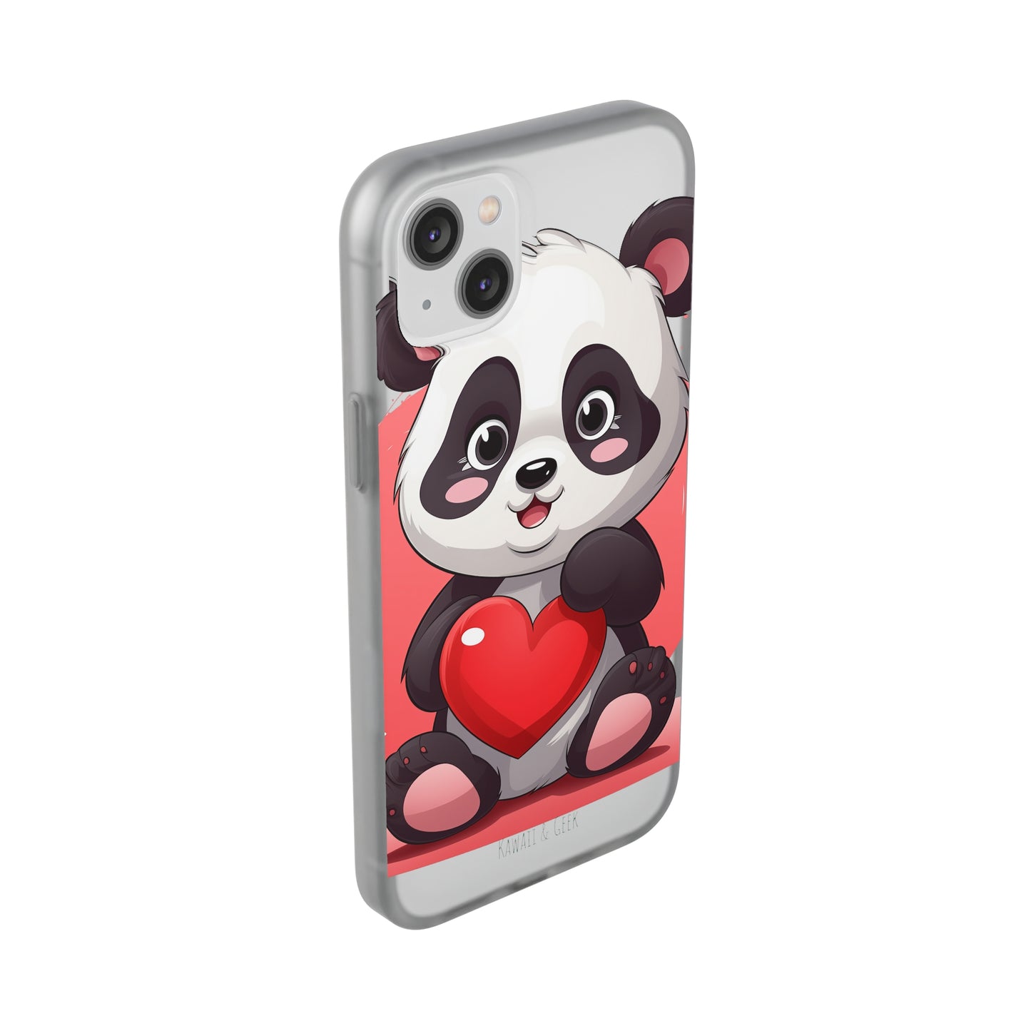 Valentine's Panda Heart Phone Case - Flexi & Semi-Transparent