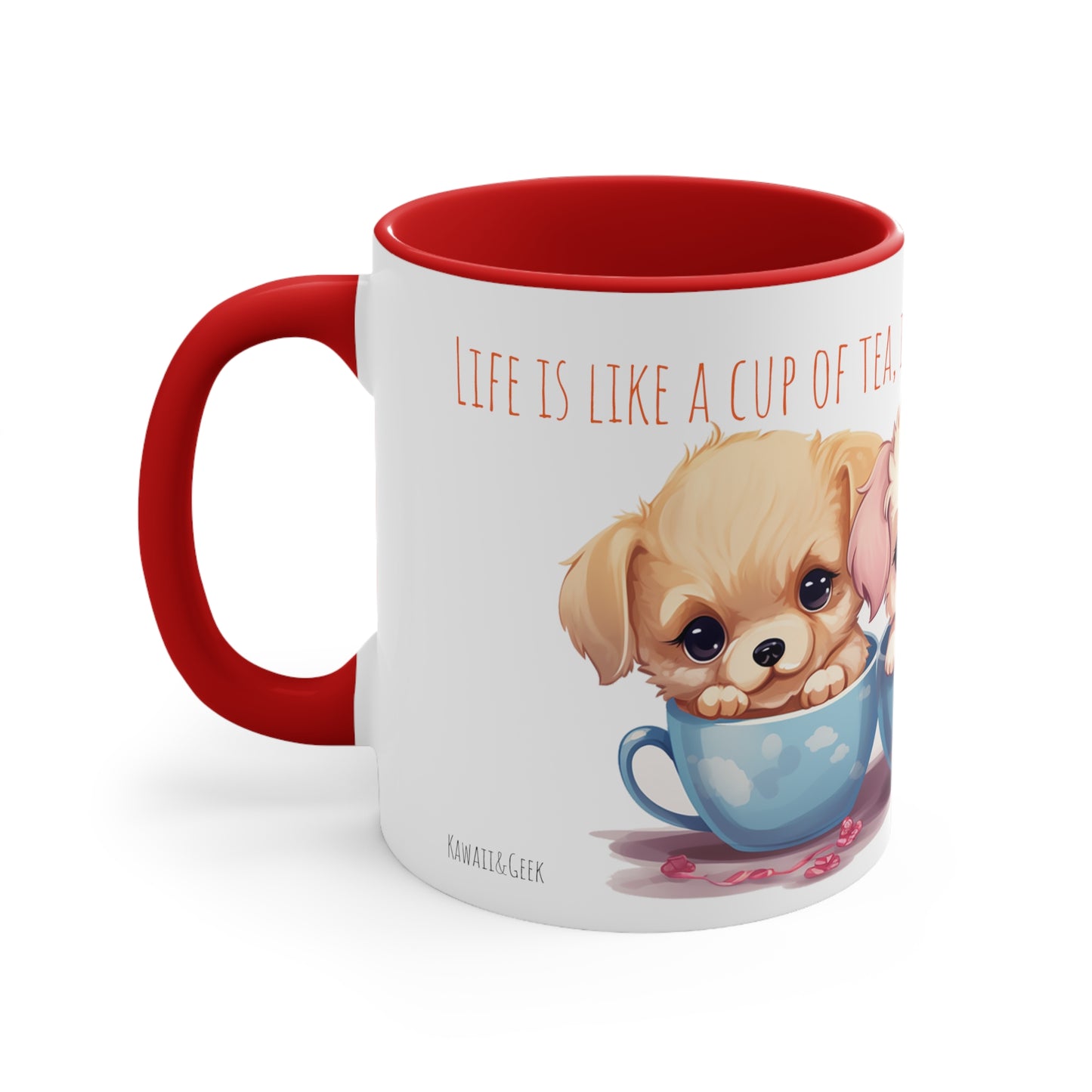 Cute Puppies Tea Mug: "Life is Like a Cup of Tea"