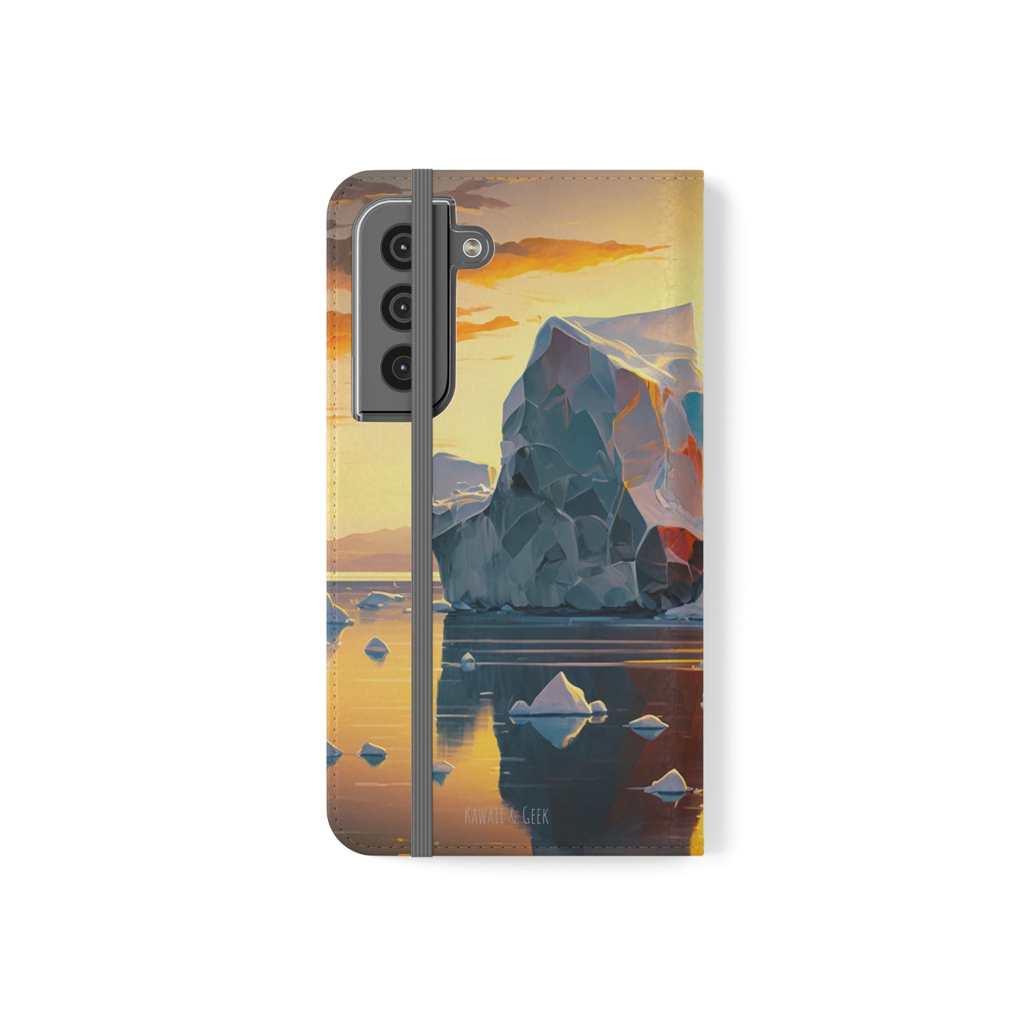 Arctic Landscape and Iceberg at Sunset Flip Phone Case - Capture the Serenity of Nature on Your Device