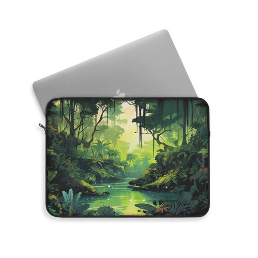 Mysterious Rain Forest Laptop Sleeve - Protect Your Device with an Enchanting Scene