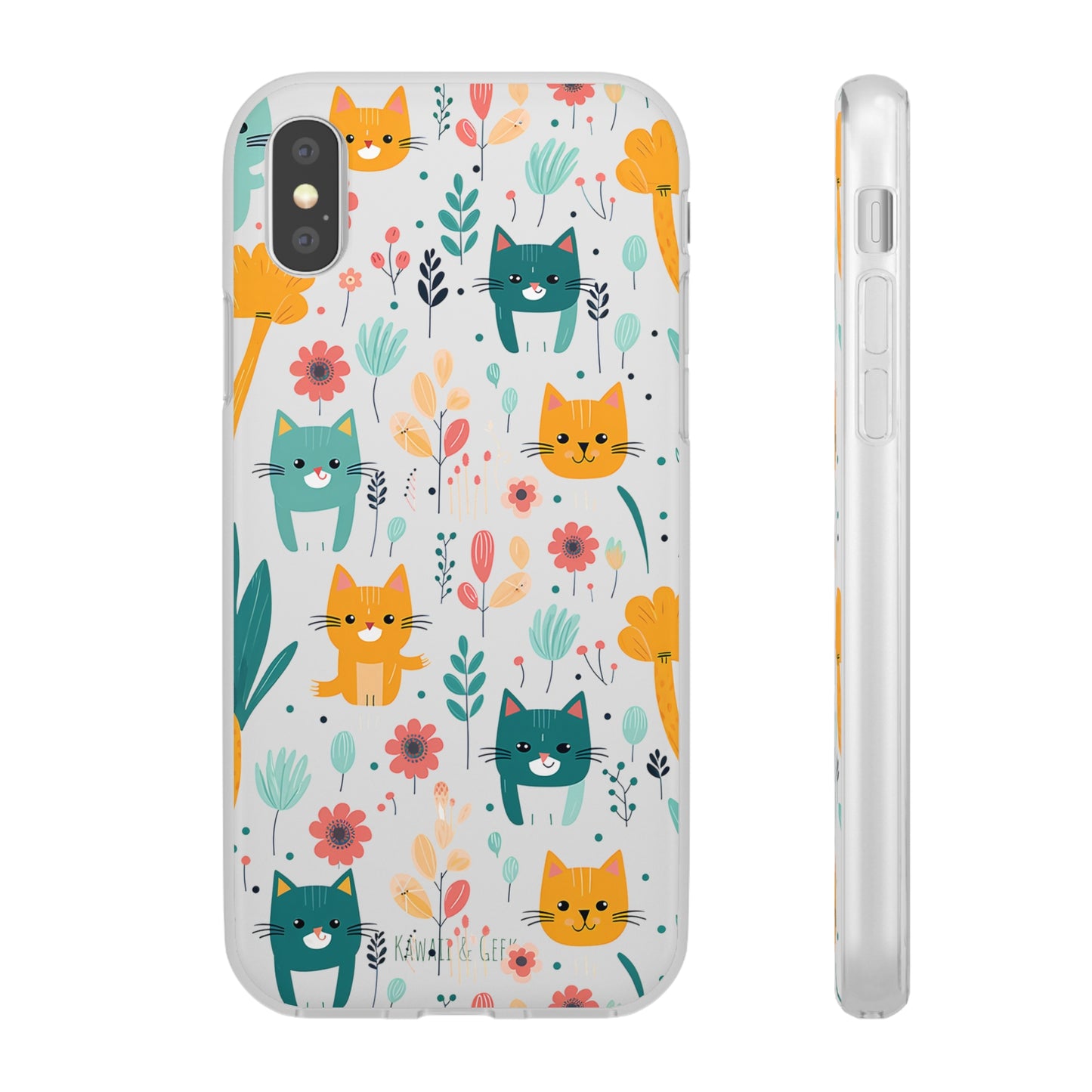 Cute Cats & Flowers Flexi and semi Transparent Phone Case