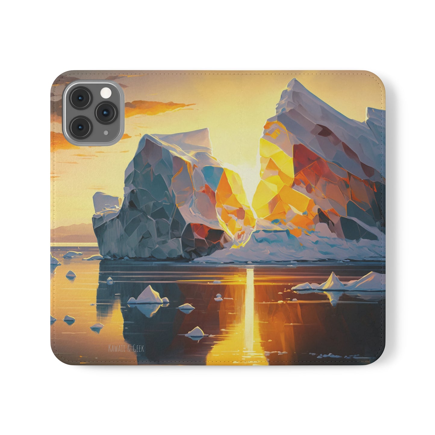 Arctic Landscape and Iceberg at Sunset Flip Phone Case - Capture the Serenity of Nature on Your Device