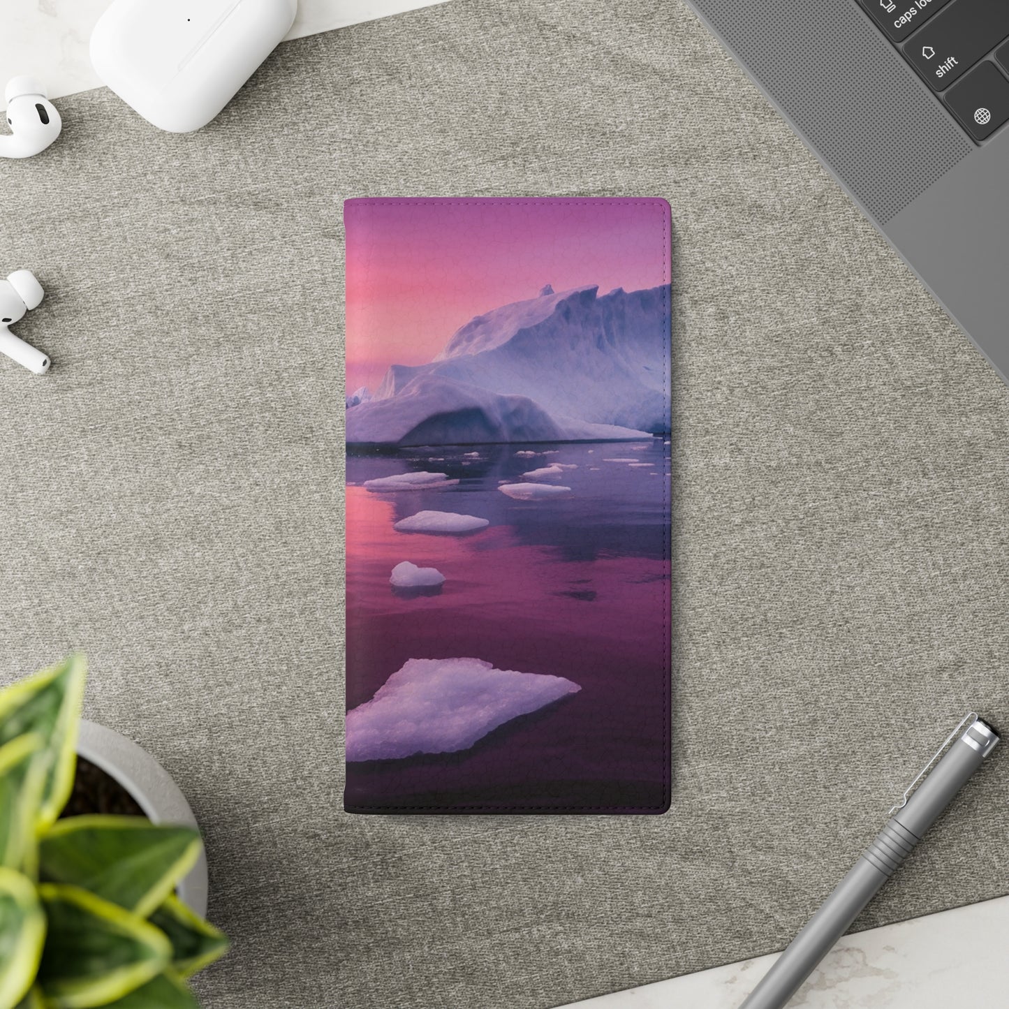 Pinky Arctic Landscape at Sunset Flip Phone Case - Capture the Serenity of Nature on Your Device