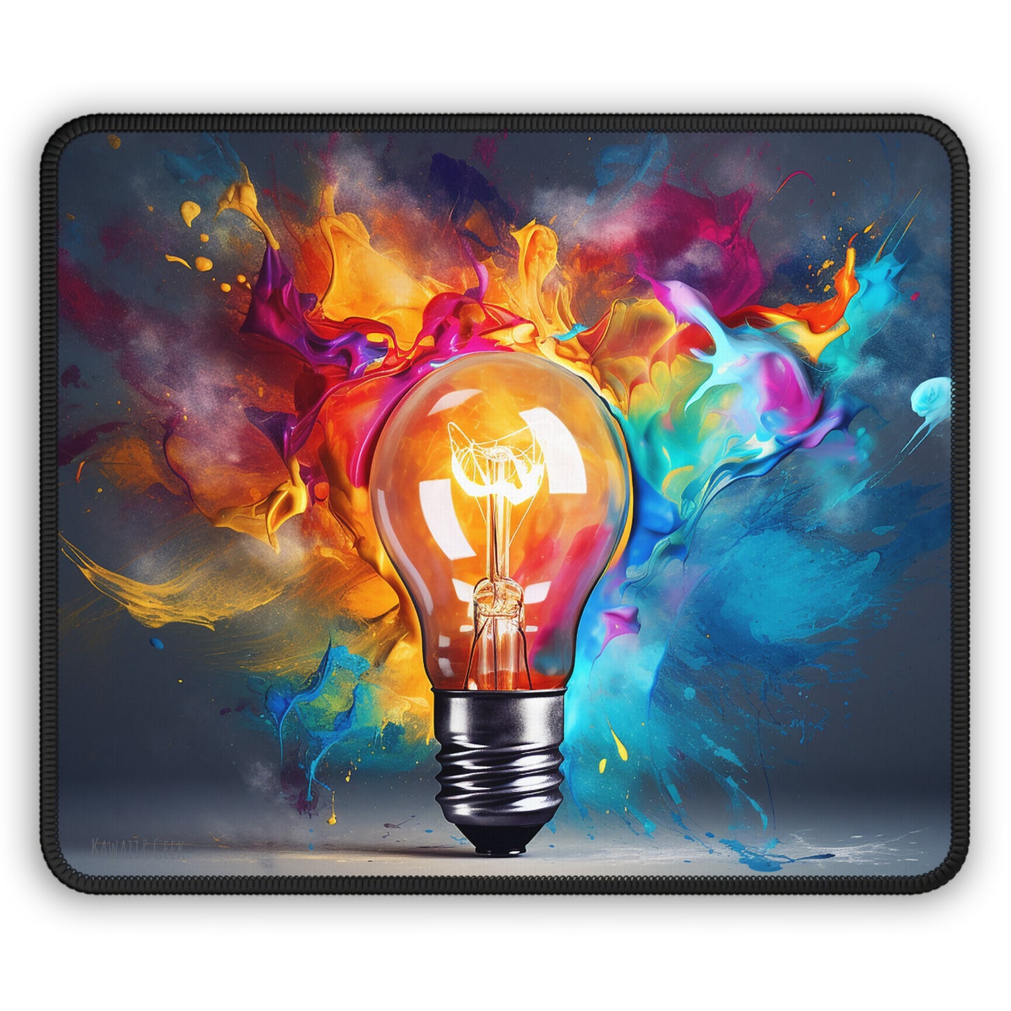 Vibrant Explosion Paint-Lightbulb Gaming Mouse Pad