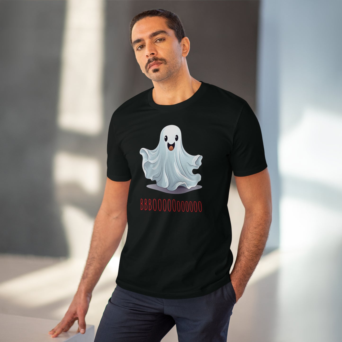 Cute "Booooooooo" Ghost Halloween Eco-Friendly Unisex T-shirt