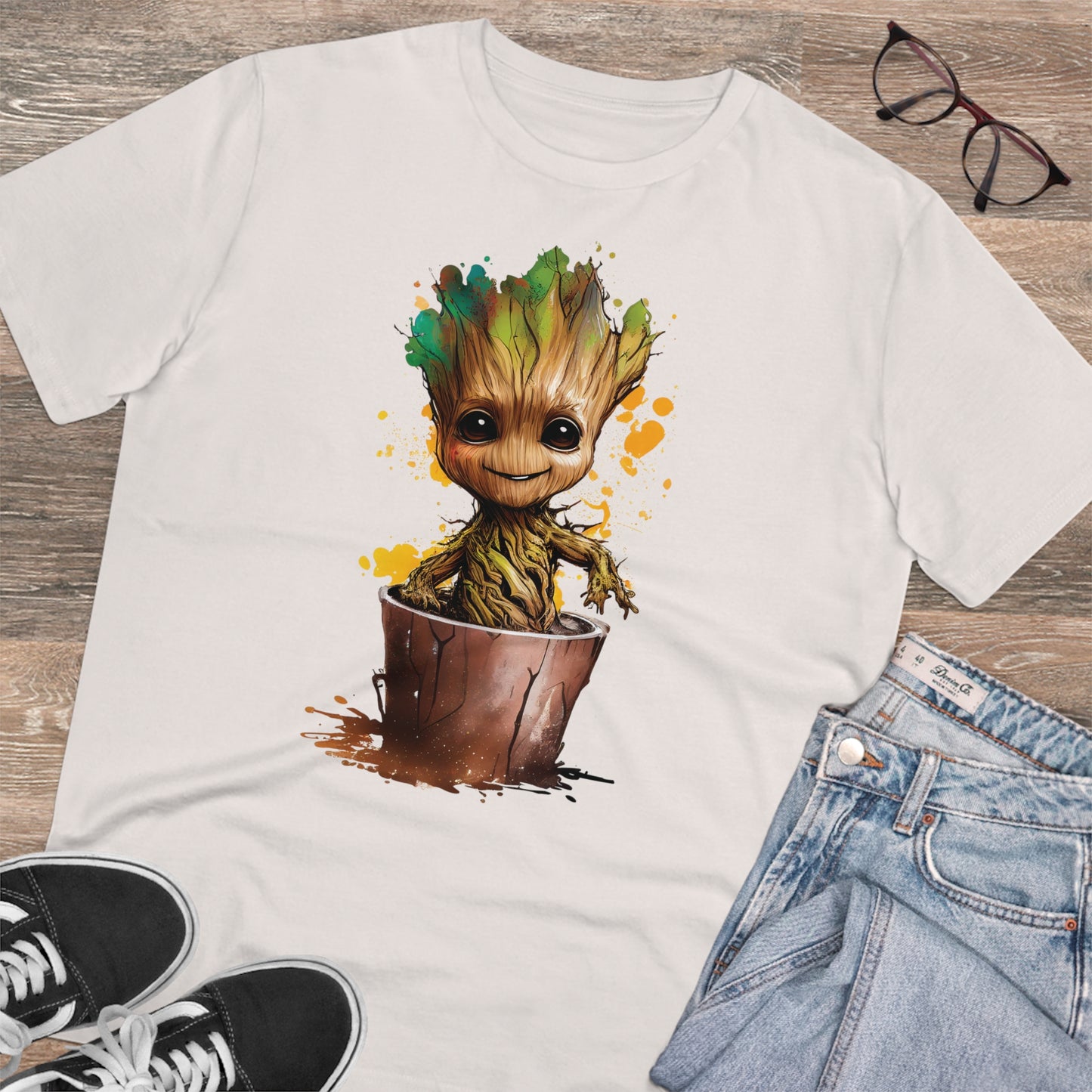 Eco-Friendly Baby Groot Watercolor Style Unisex T-Shirt - Add Some Fun and Sustainable Style to Your Wardrobe