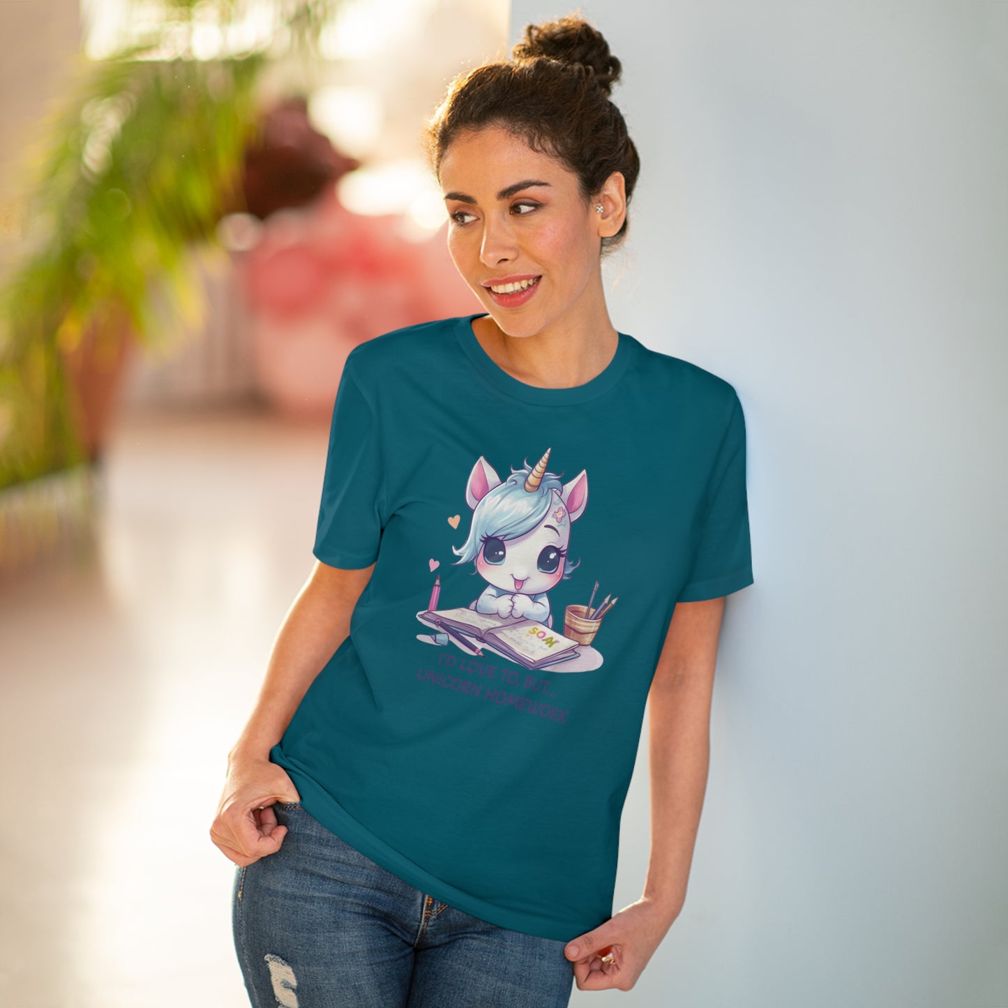 Cute Unicorn Homework T-Shirt - Unisex and Eco-Friendly Statement Tee