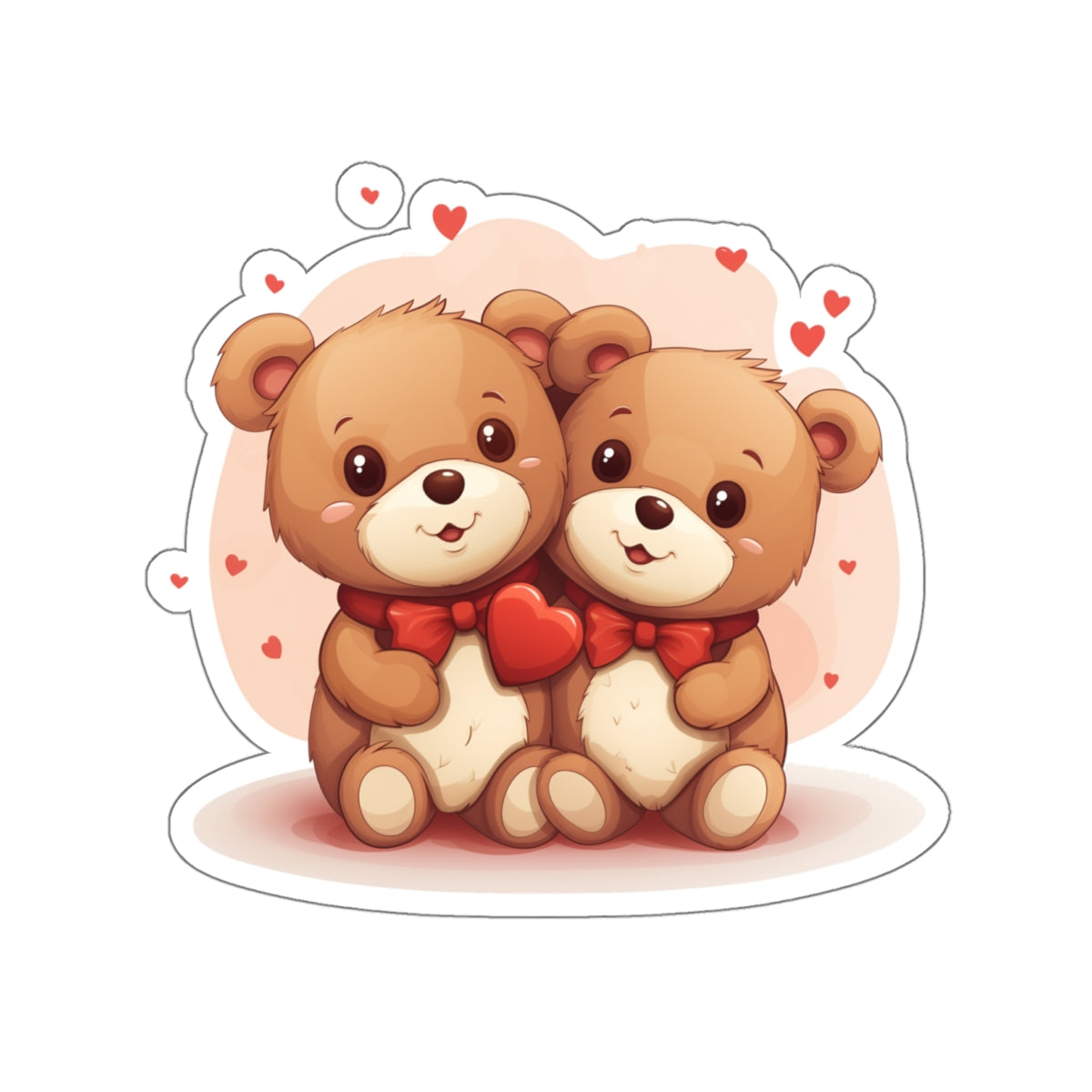 Valentine's Teddy Bear Heart Sticker