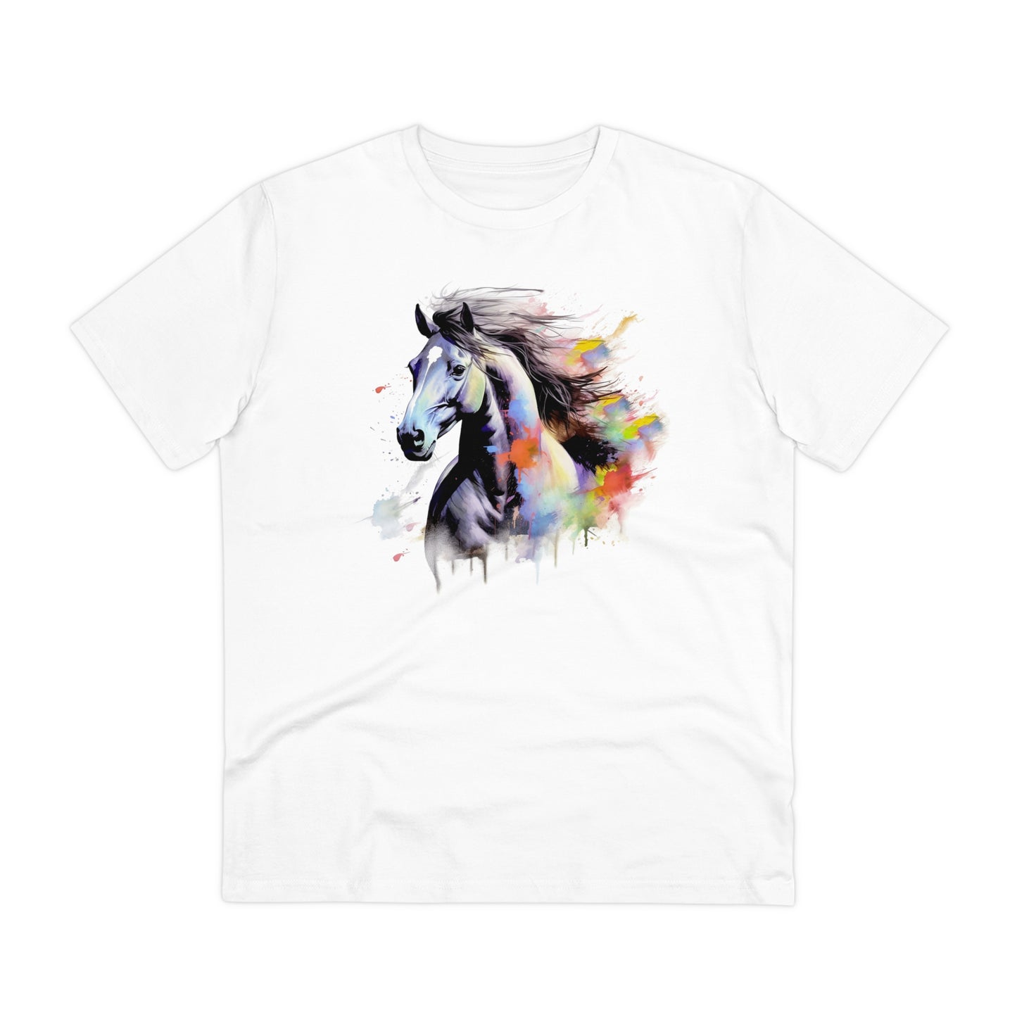 Black Horse Watercolor T-Shirt - Unisex and Eco-Friendly Fashion Statement