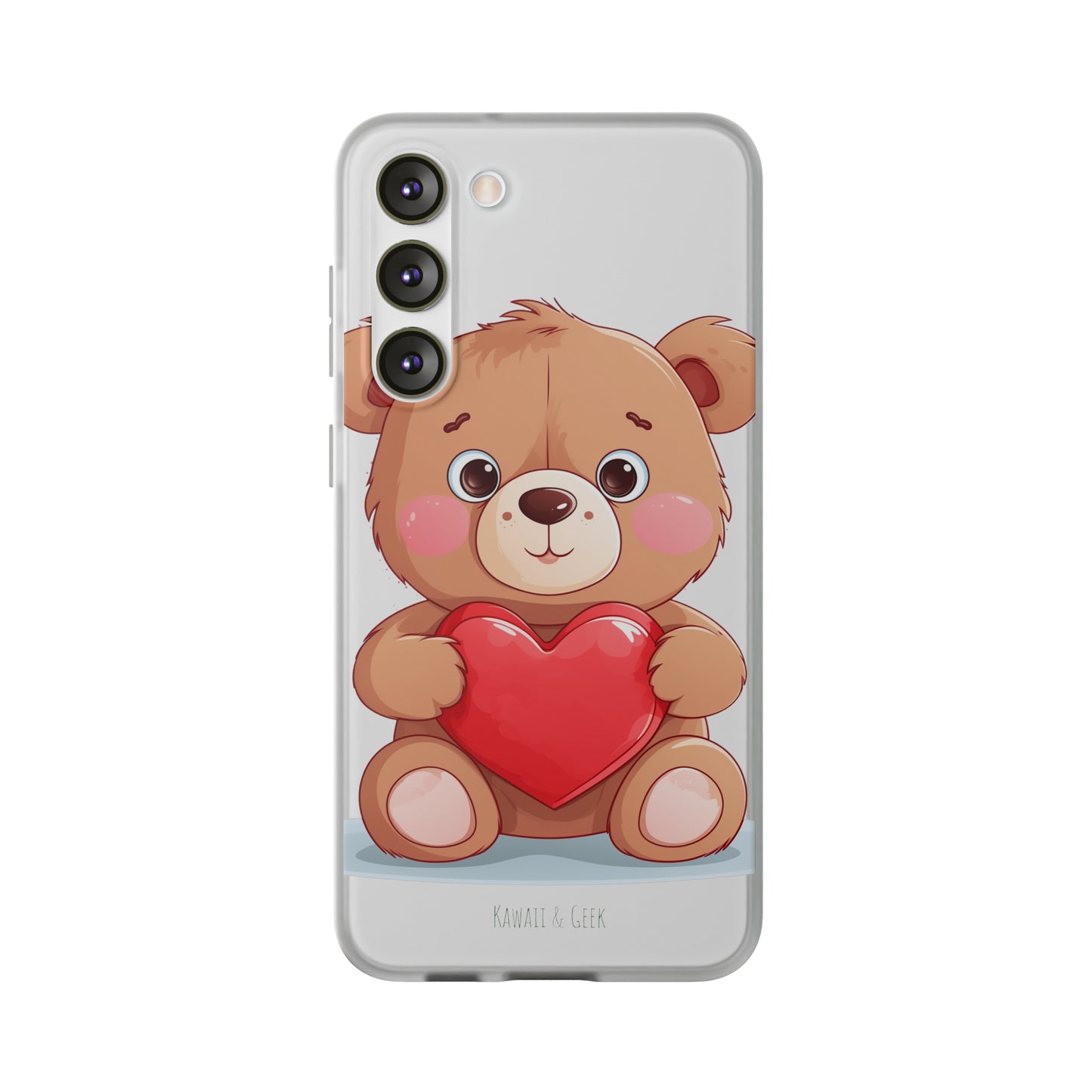 Teddy Bear Heart Phone Case - Flexi & Semi-Transparent - Valentine's Day