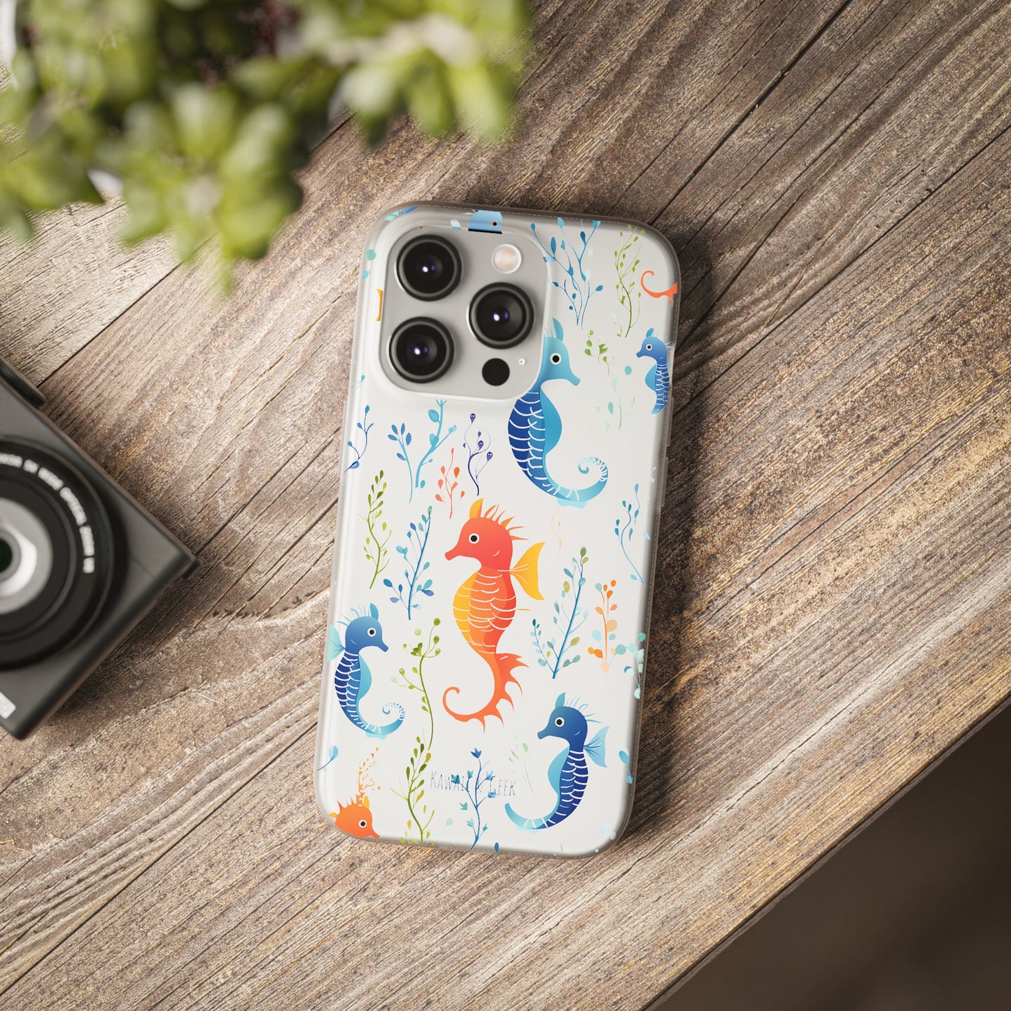 Underwater Seahorse Flexi Transparent phone Case : Dive into Cuteness!