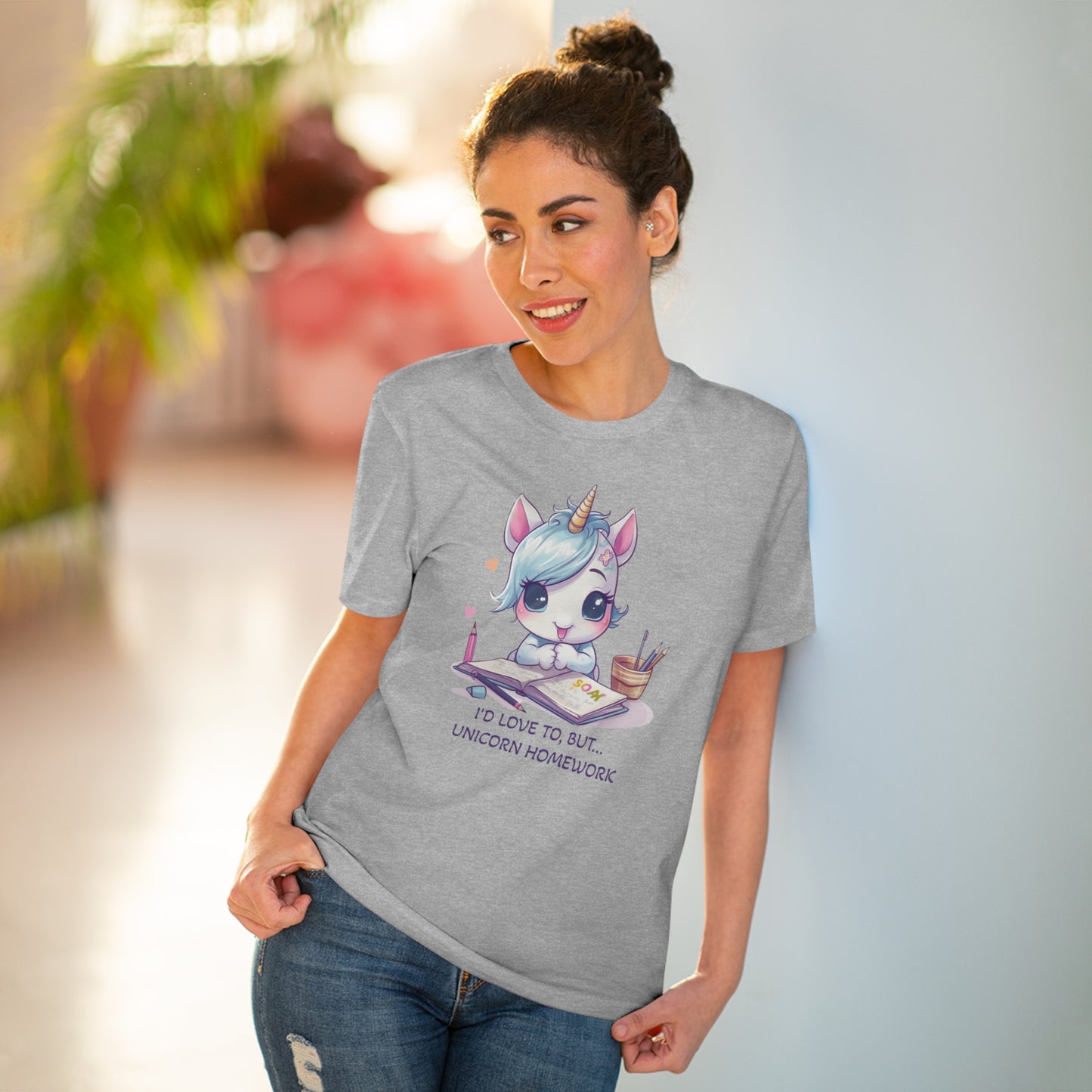 Cute Unicorn Homework T-Shirt - Unisex and Eco-Friendly Statement Tee