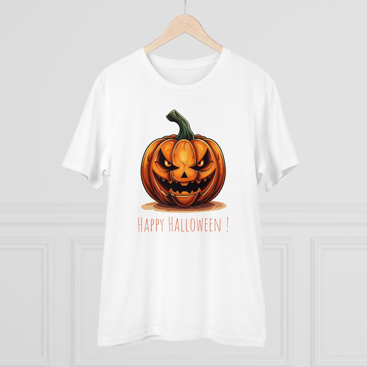 Happy Halloween Eco-Friendly Tee: Scary Pumpkin Design