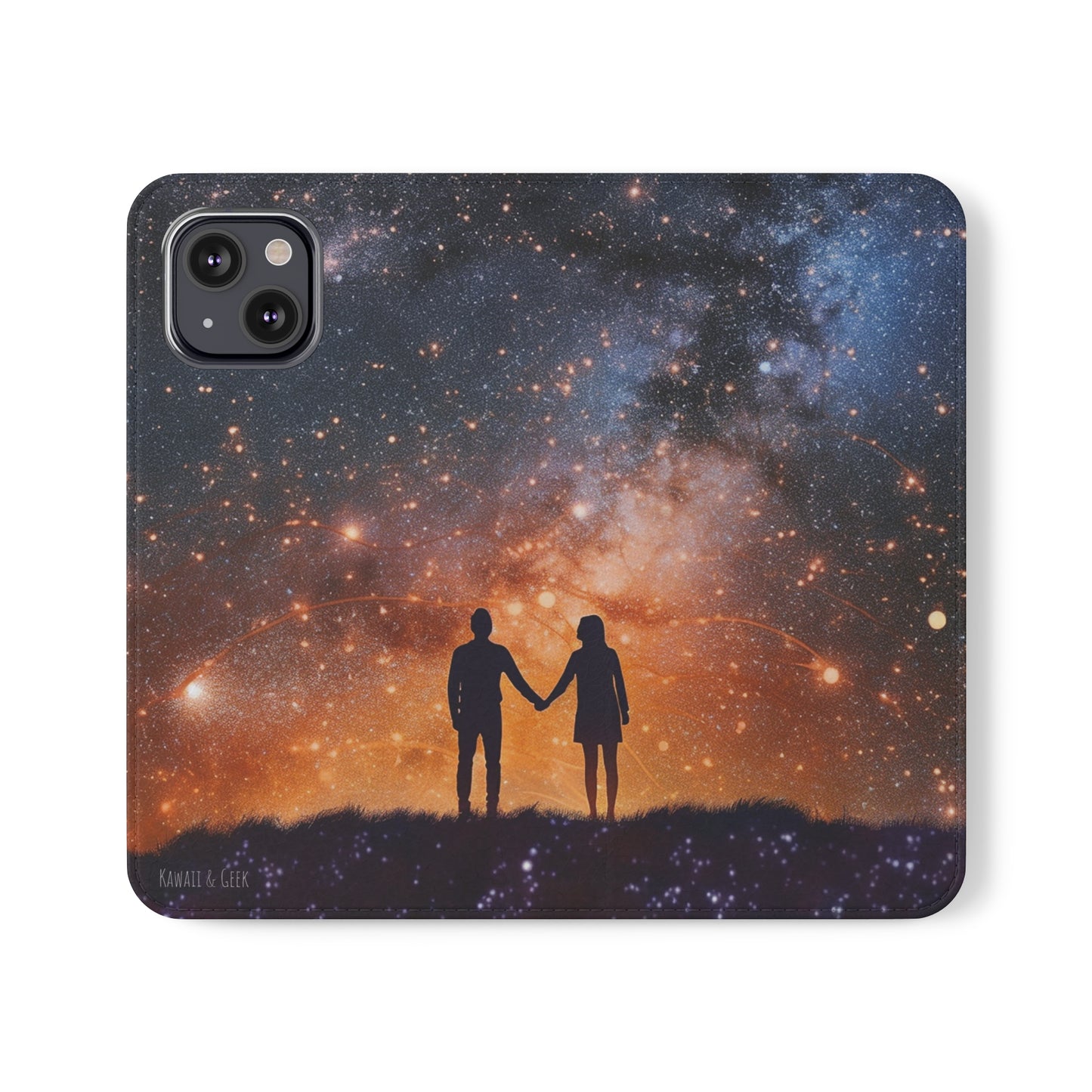 Starry Night Lovers Flip Phone Case - Embrace the Beauty of the Night Sky