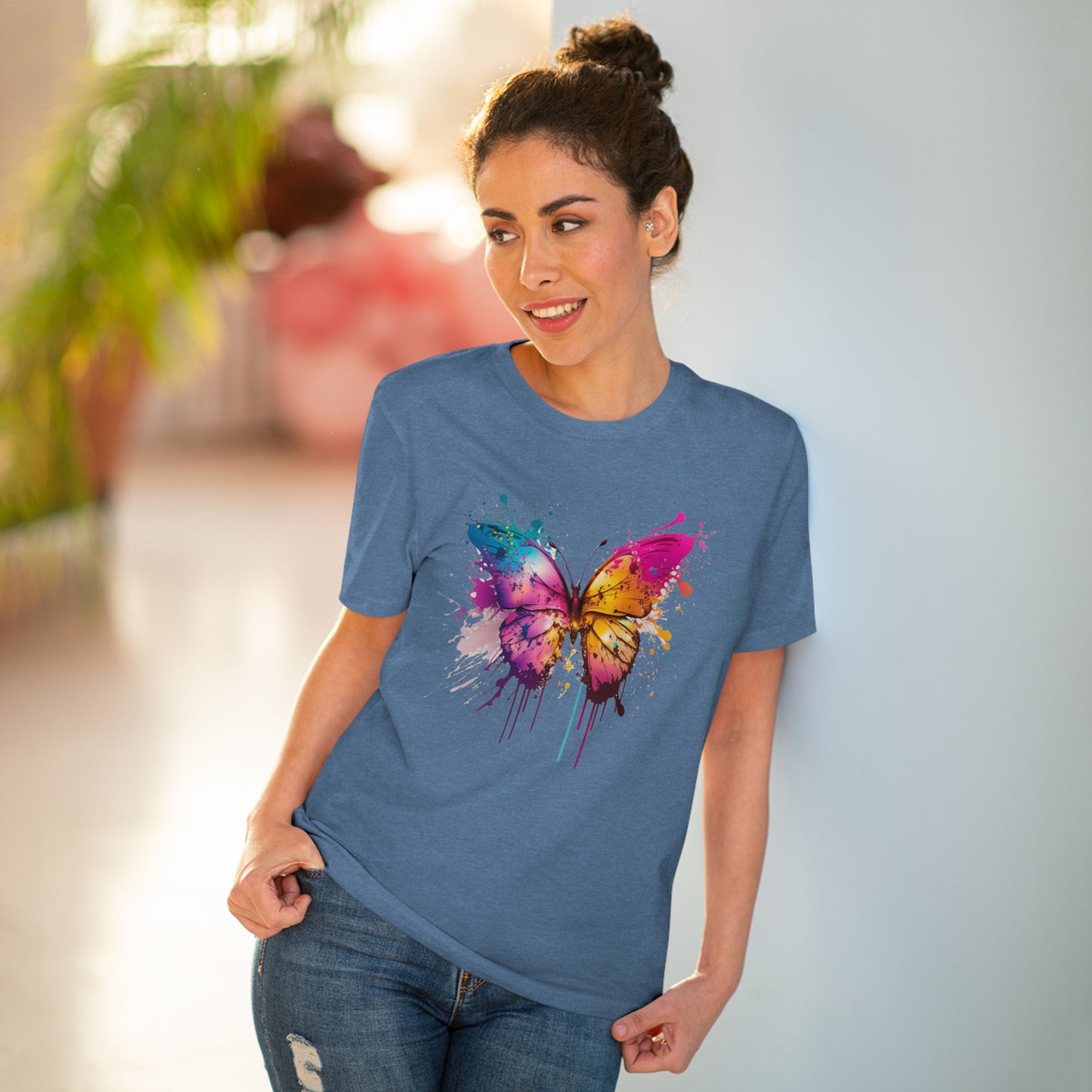 Butterfly in Pop-Art Style Organic Unisex T-Shirt - Add Some Colorful and Eco-Friendly Style to Your Wardrobe