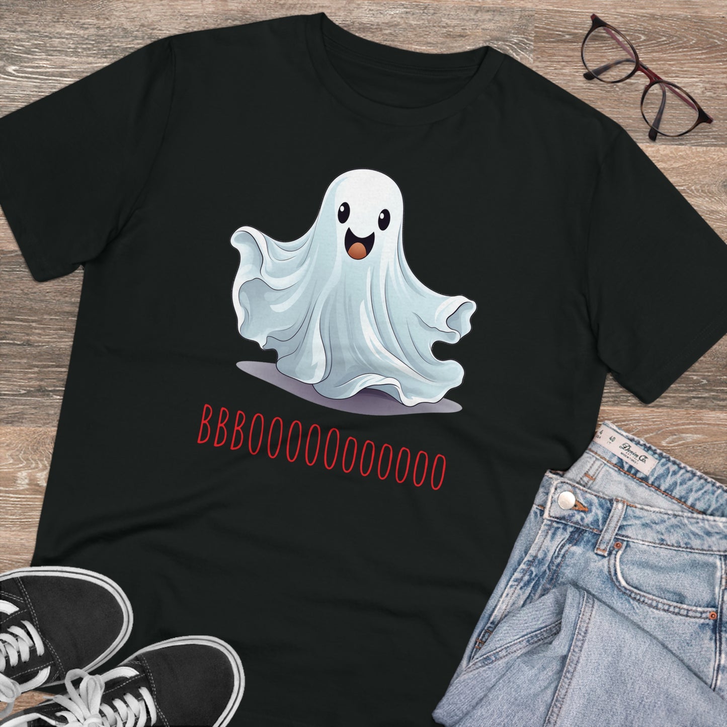 Cute "Booooooooo" Ghost Halloween Eco-Friendly Unisex T-shirt