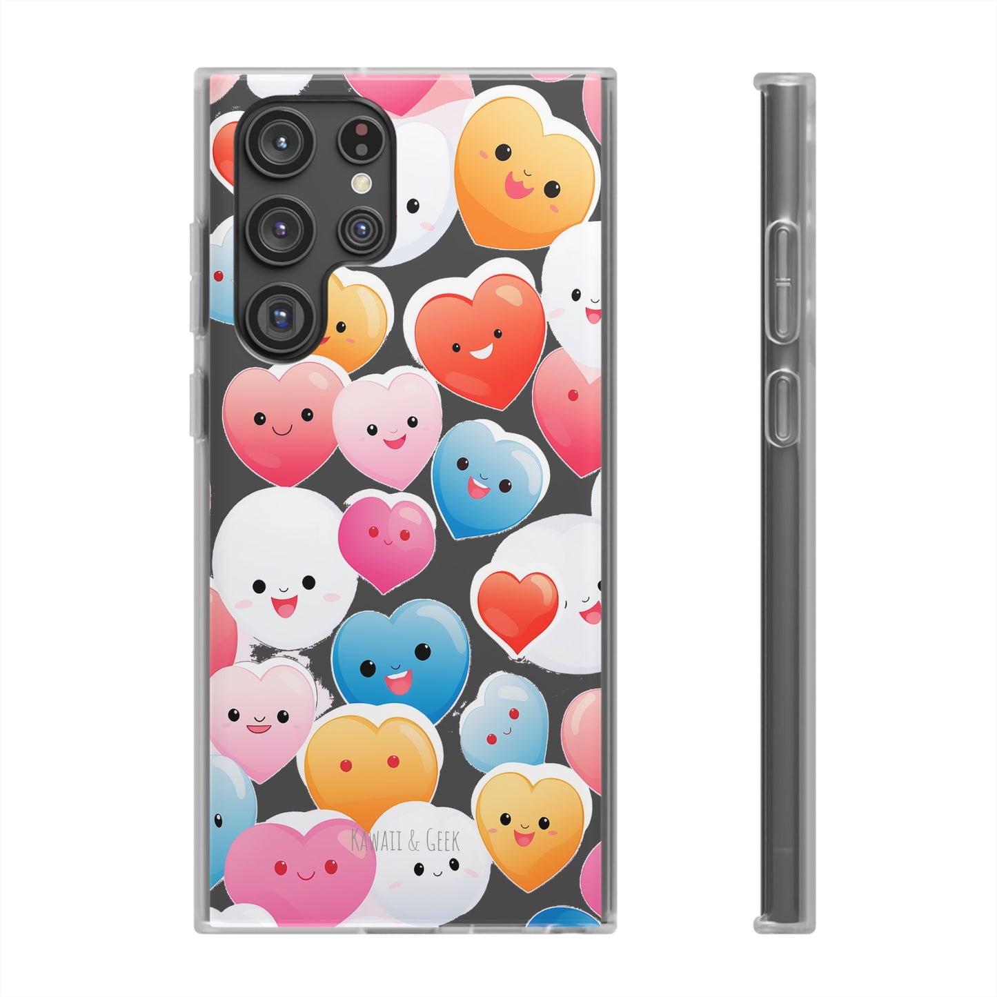 Kawaii Hearts Flexi Transparent Phone Case